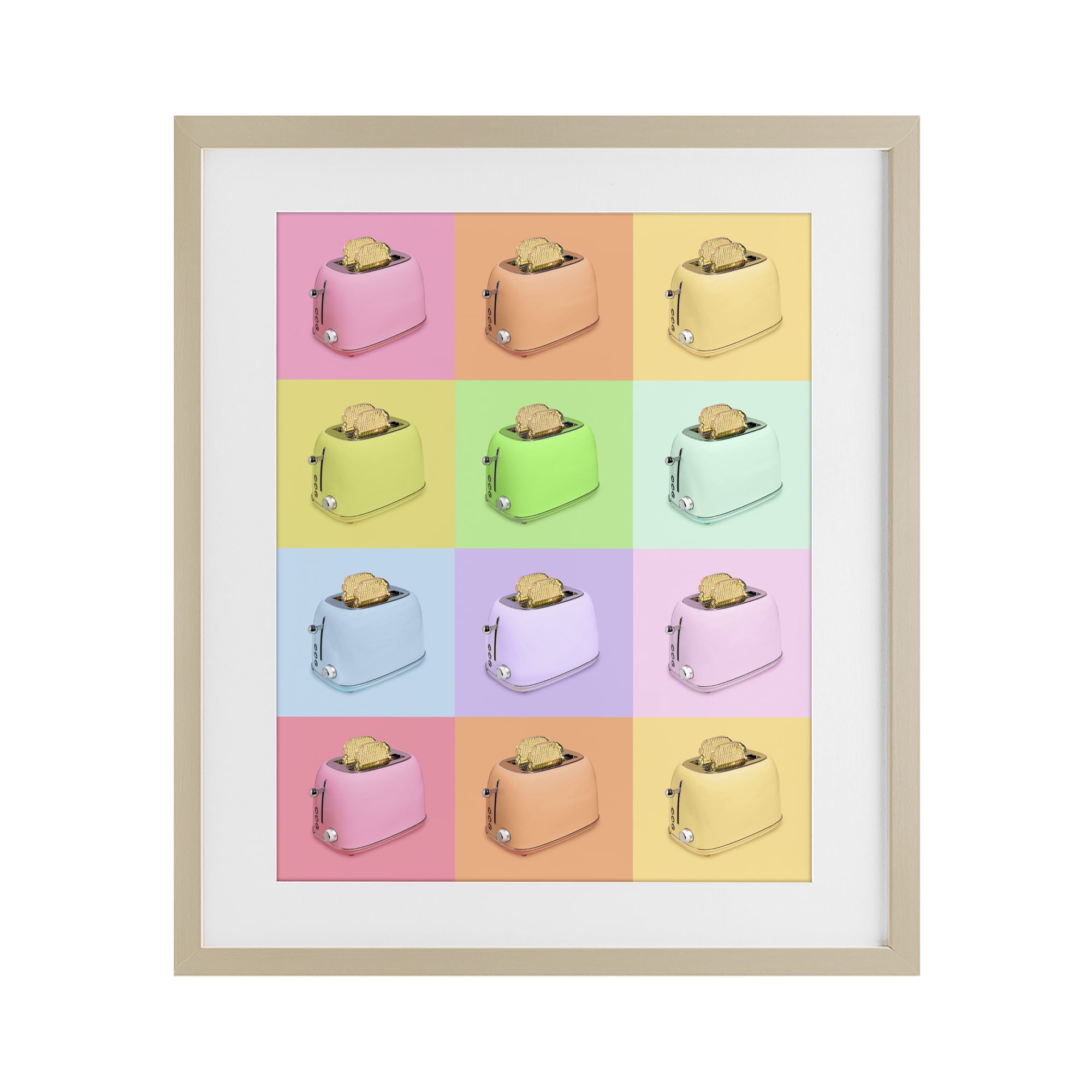 Stupell Industries Golden Disco Toaster Collage Birch Framed Print Under Glass, design by LISH Creative