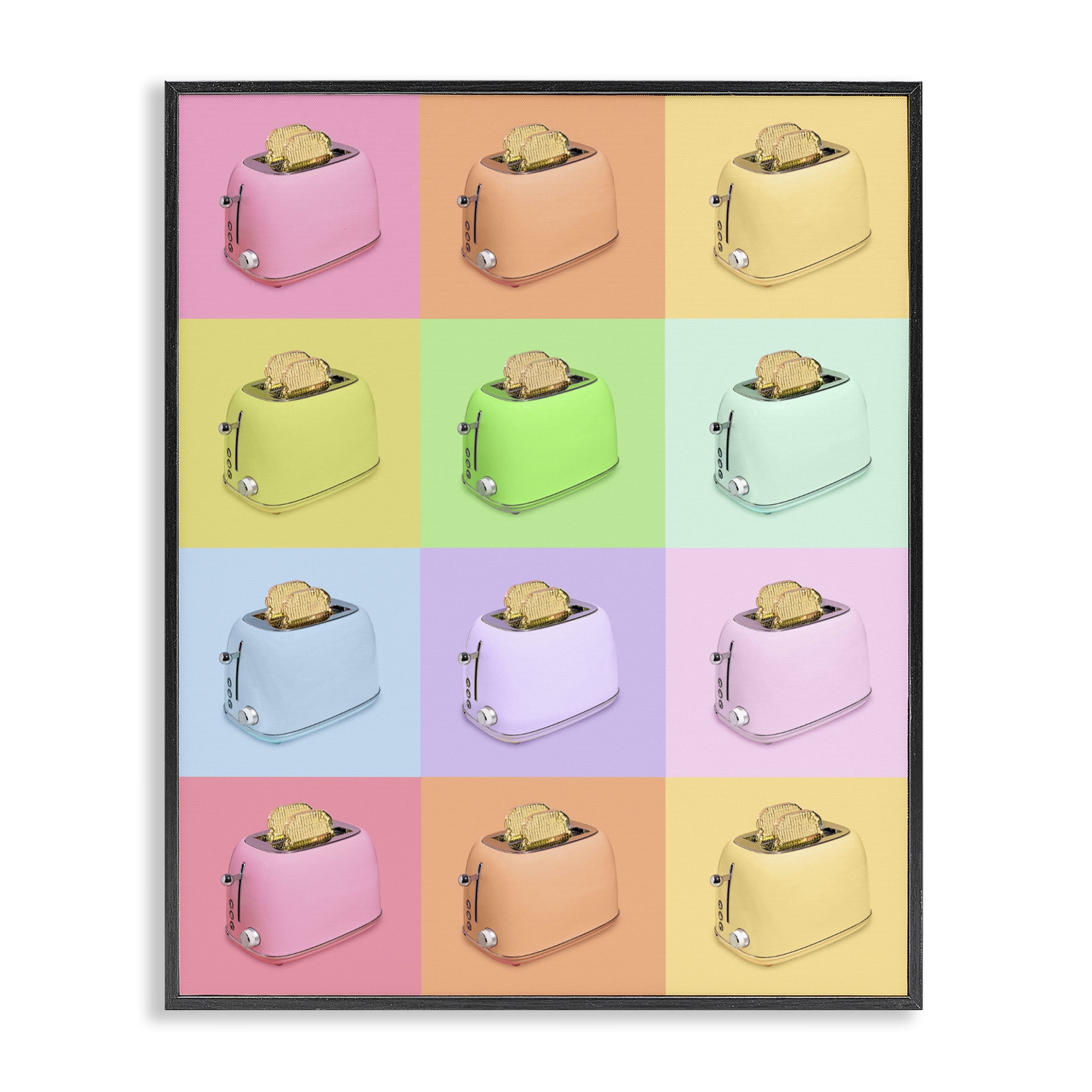 Stupell Industries Golden Disco Toaster Collage Black Framed Giclee Art, design by LISH Creative