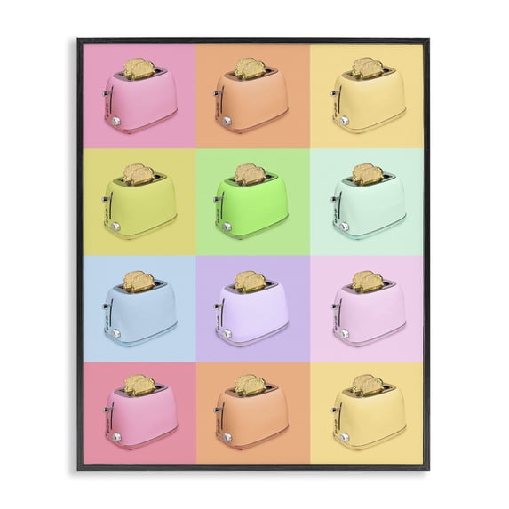 Stupell Industries Eclectic Golden Disco Toaster Collage Black Framed Giclee Art, 11 x 14, by LISH Creative
