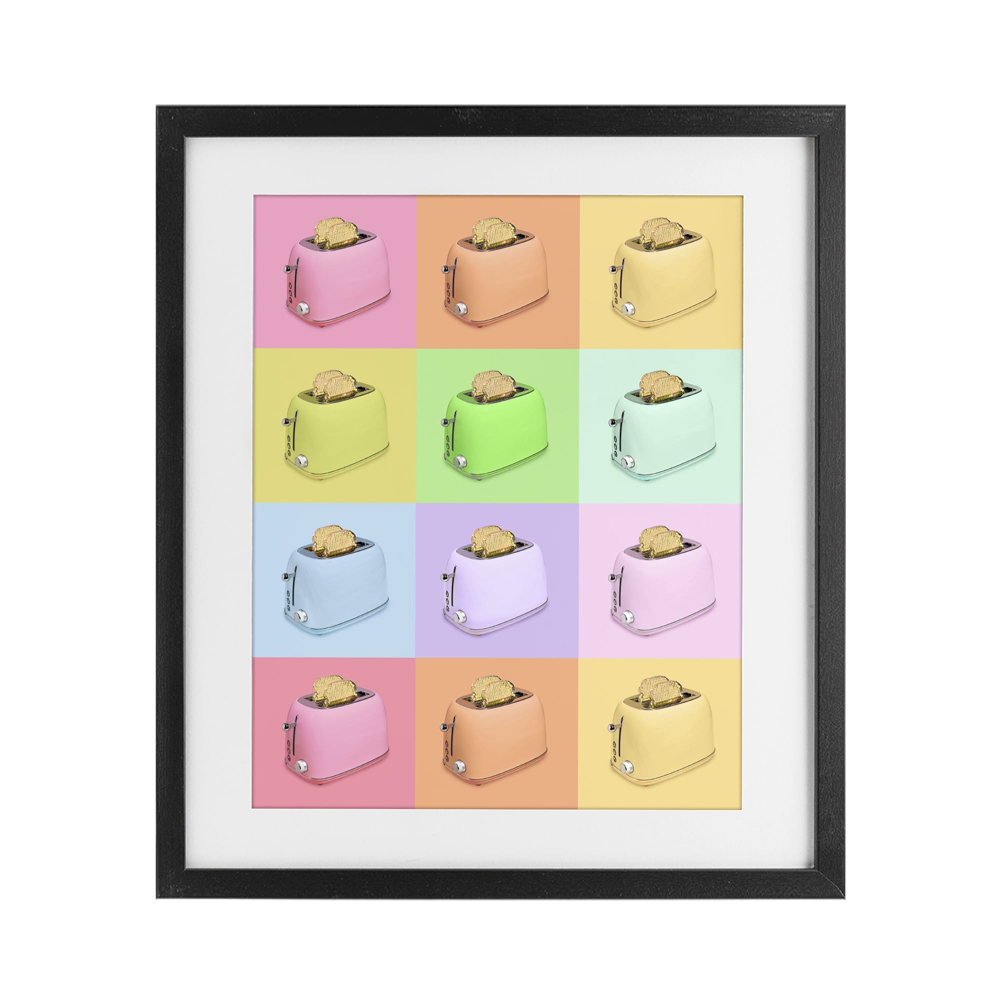 Stupell Industries Golden Disco Toaster Collage Black Framed Print Under Glass, design by LISH Creative