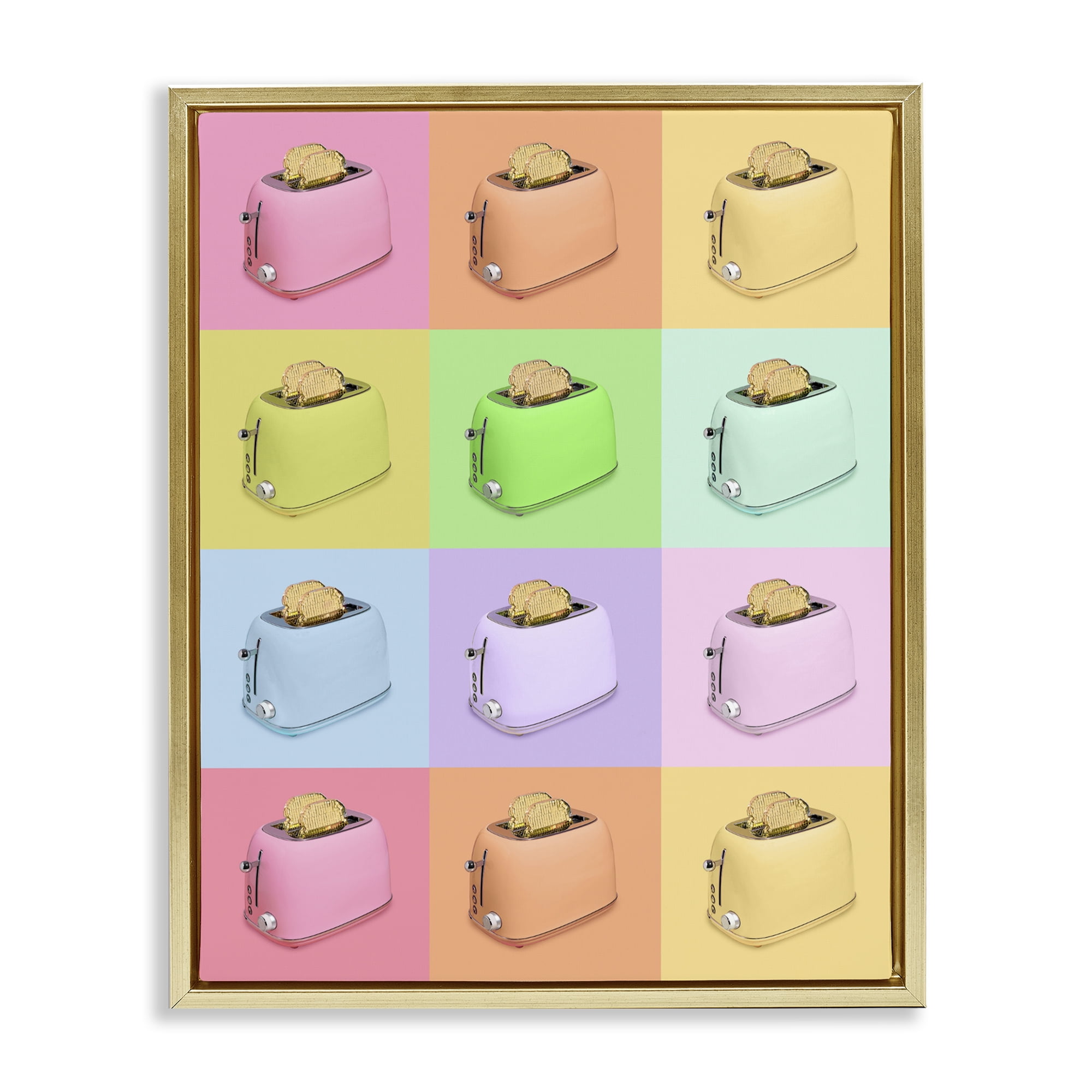 Stupell Industries Golden Disco Toaster Collage Gold Framed Floater Canvas Wall Art, design by LISH Creative