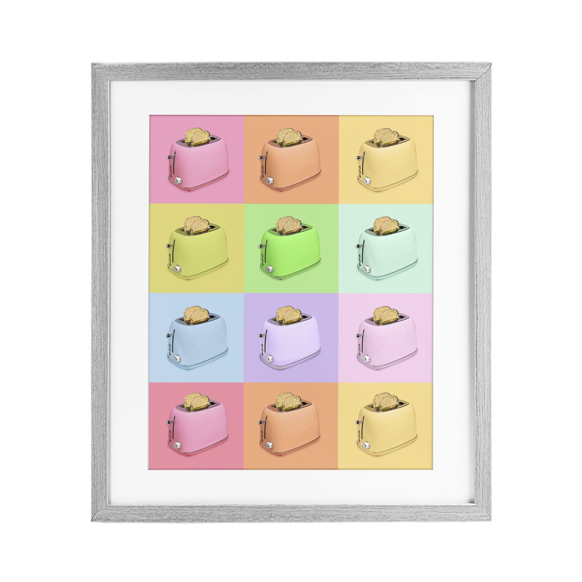 Stupell Industries Golden Disco Toaster Collage Gray Framed Print Under Glass, design by LISH Creative