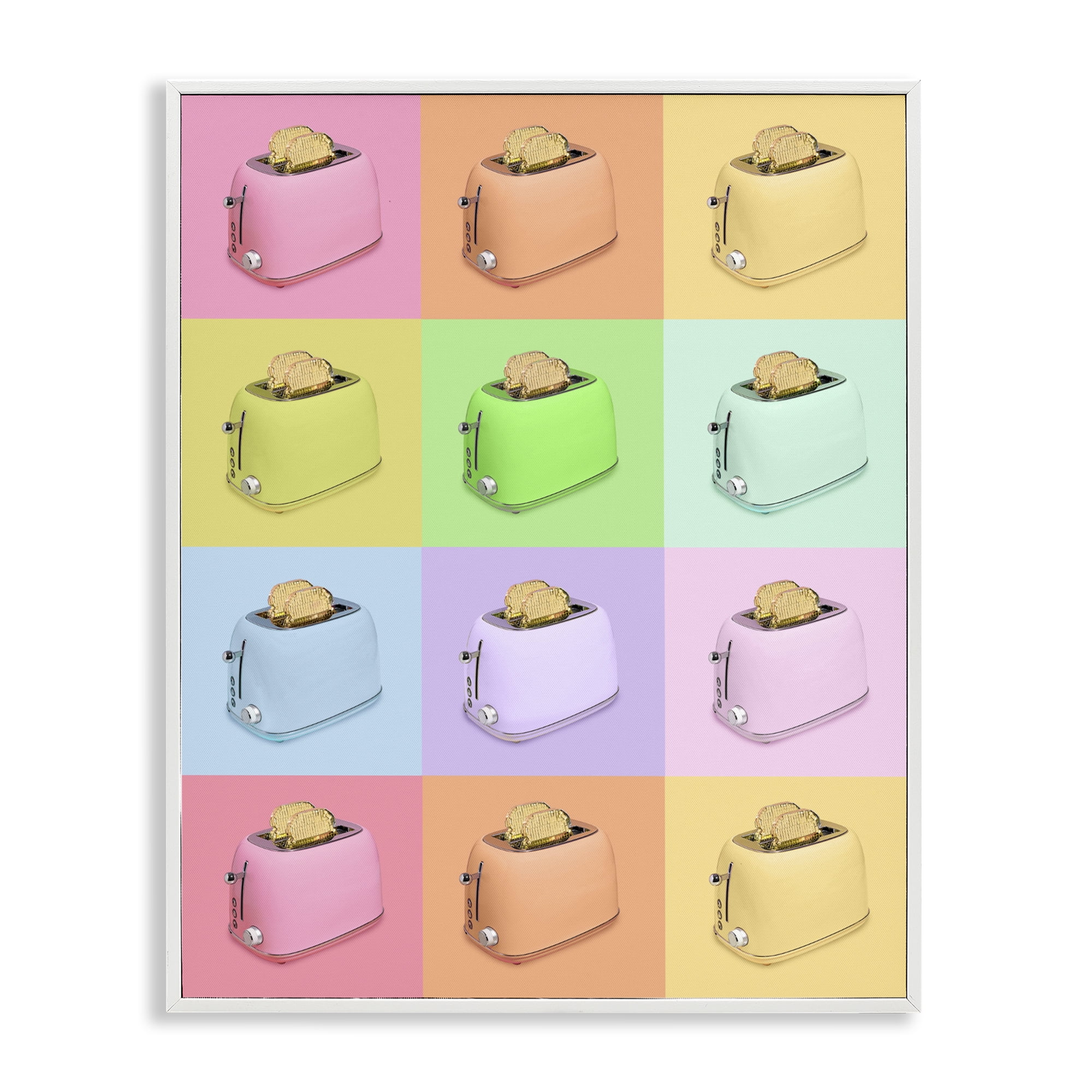 Stupell Industries Golden Disco Toaster Collage White Framed Giclee Art, design by LISH Creative