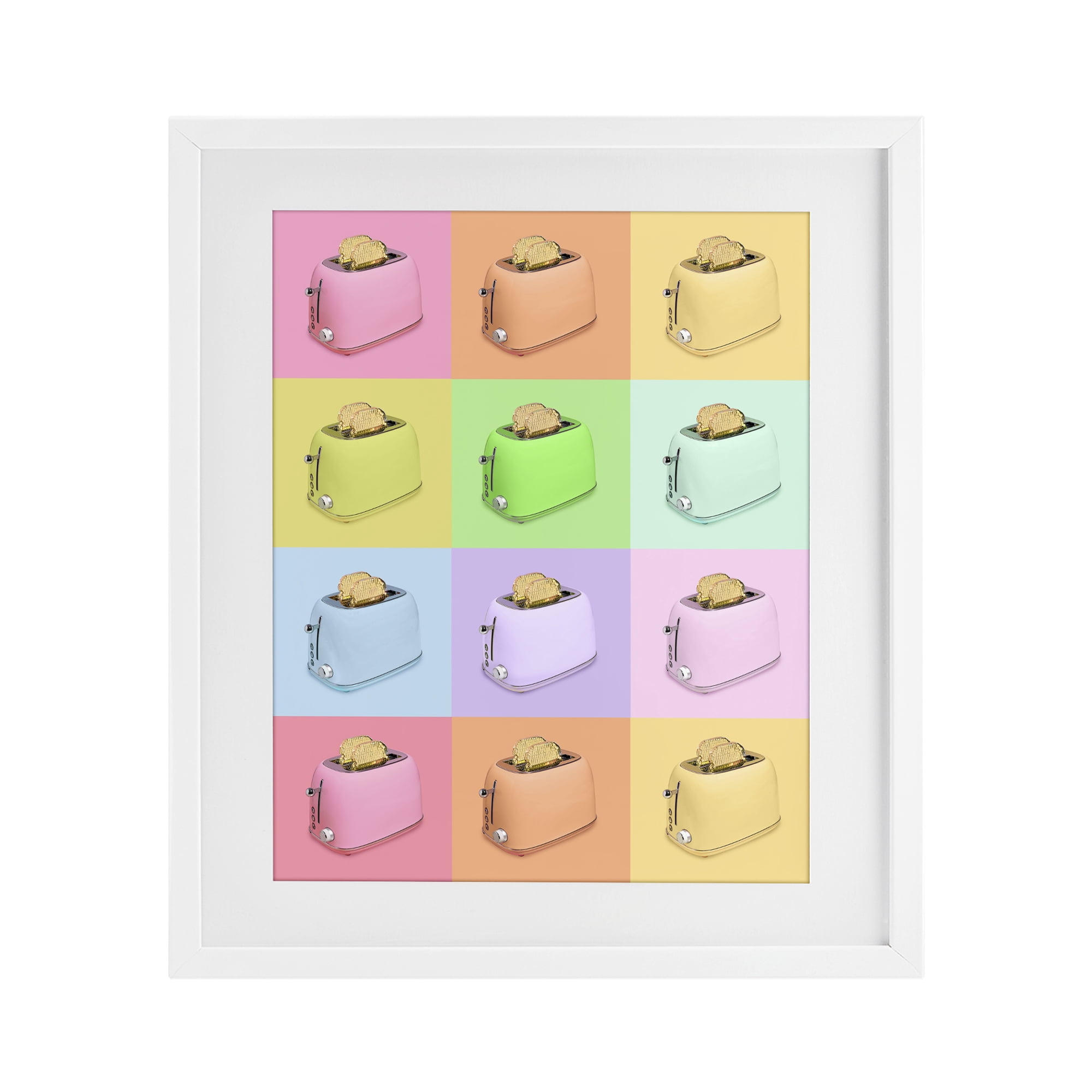 Stupell Industries Golden Disco Toaster Collage White Framed Print Under Glass, design by LISH Creative