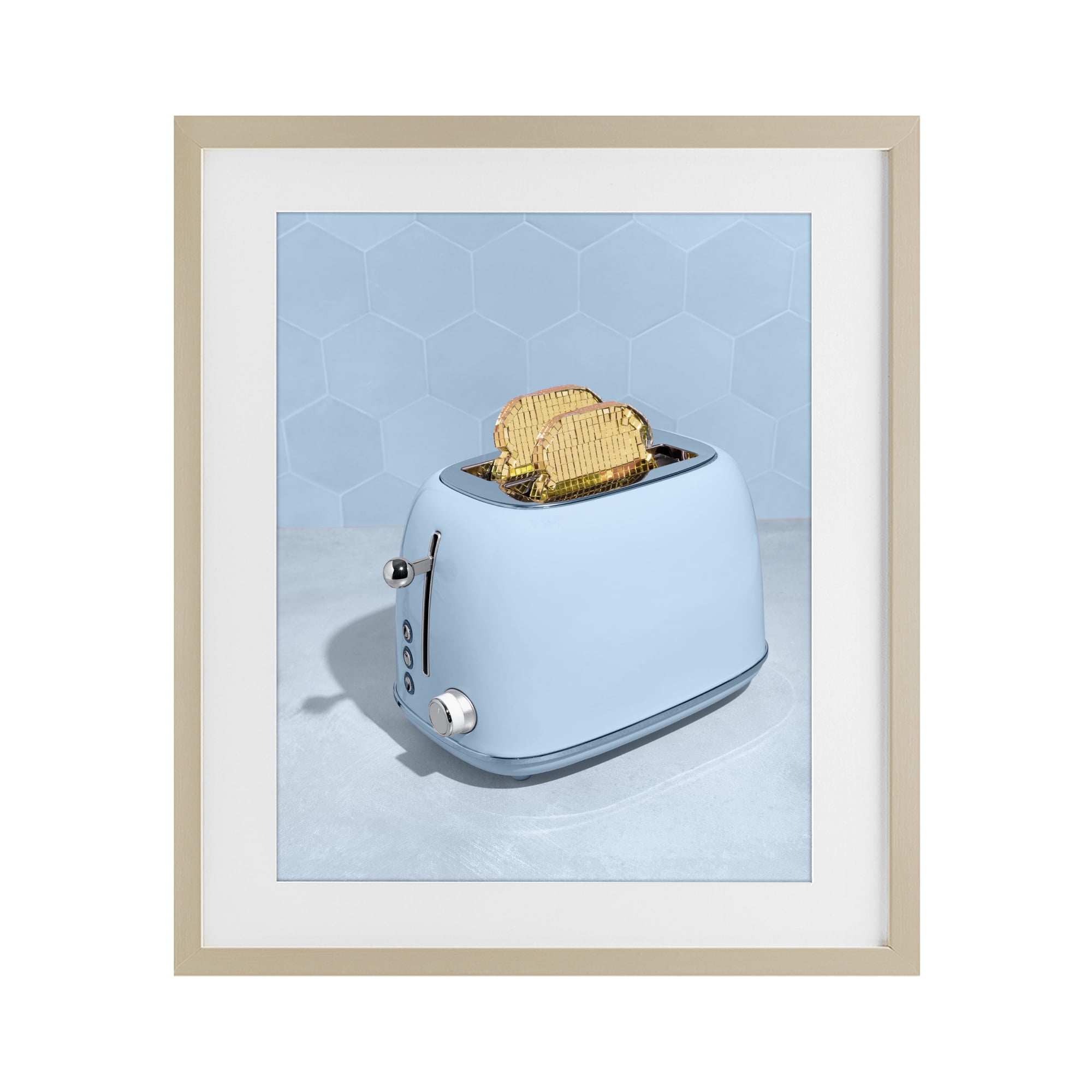 Stupell Industries Golden Disco Toaster Over Birch Framed Print Under Glass, design by LISH Creative