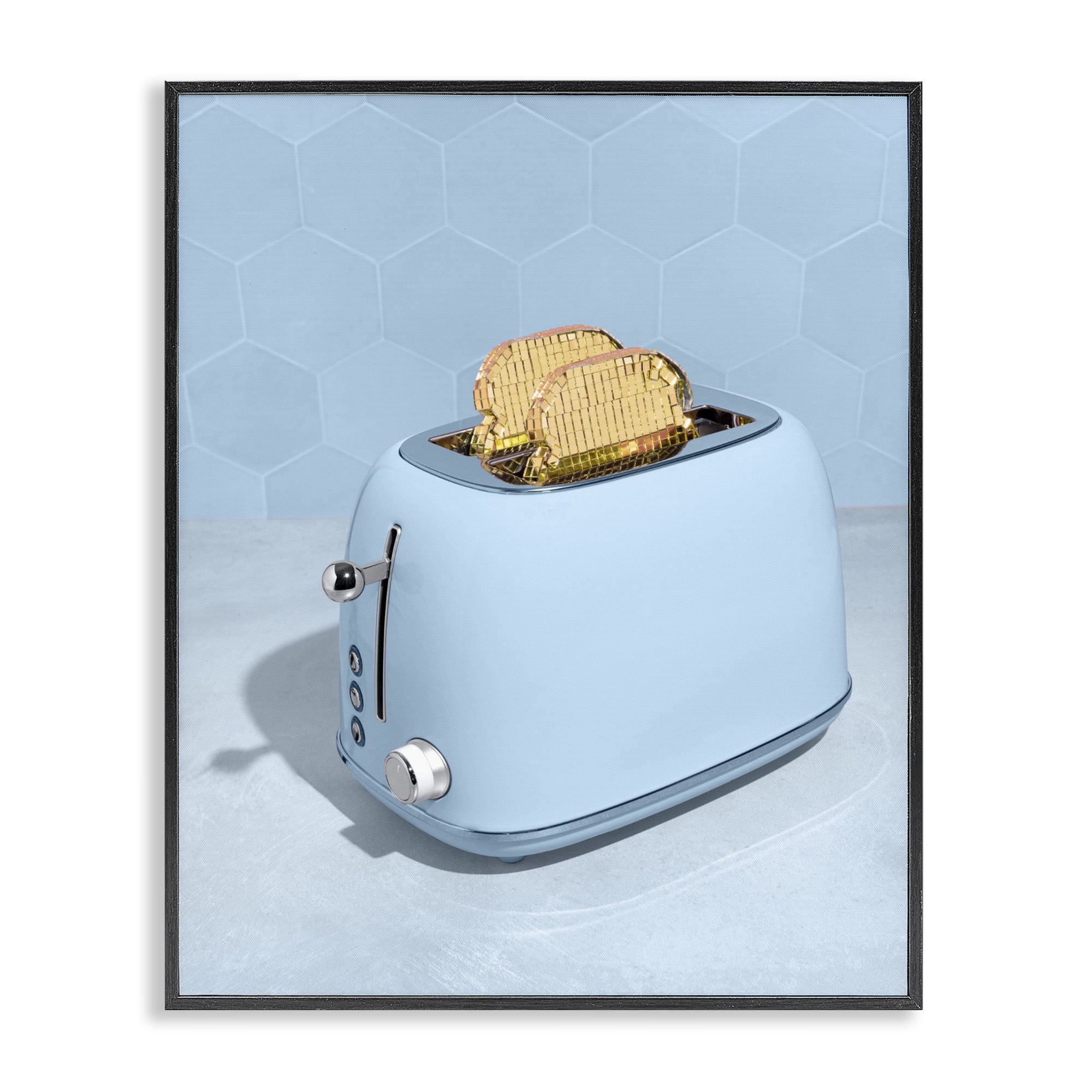 Stupell Industries Golden Disco Toaster Over Black Framed Giclee Art, design by LISH Creative