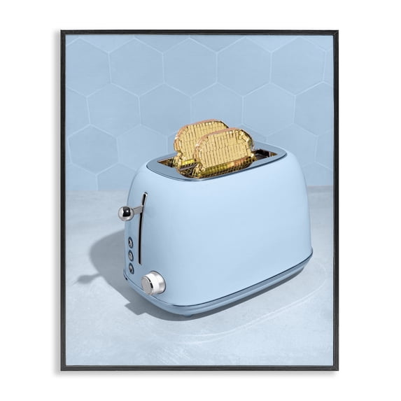 Stupell Industries Eclectic Golden Disco Toaster Over Black Framed Giclee Art, 11 x 14, by LISH Creative