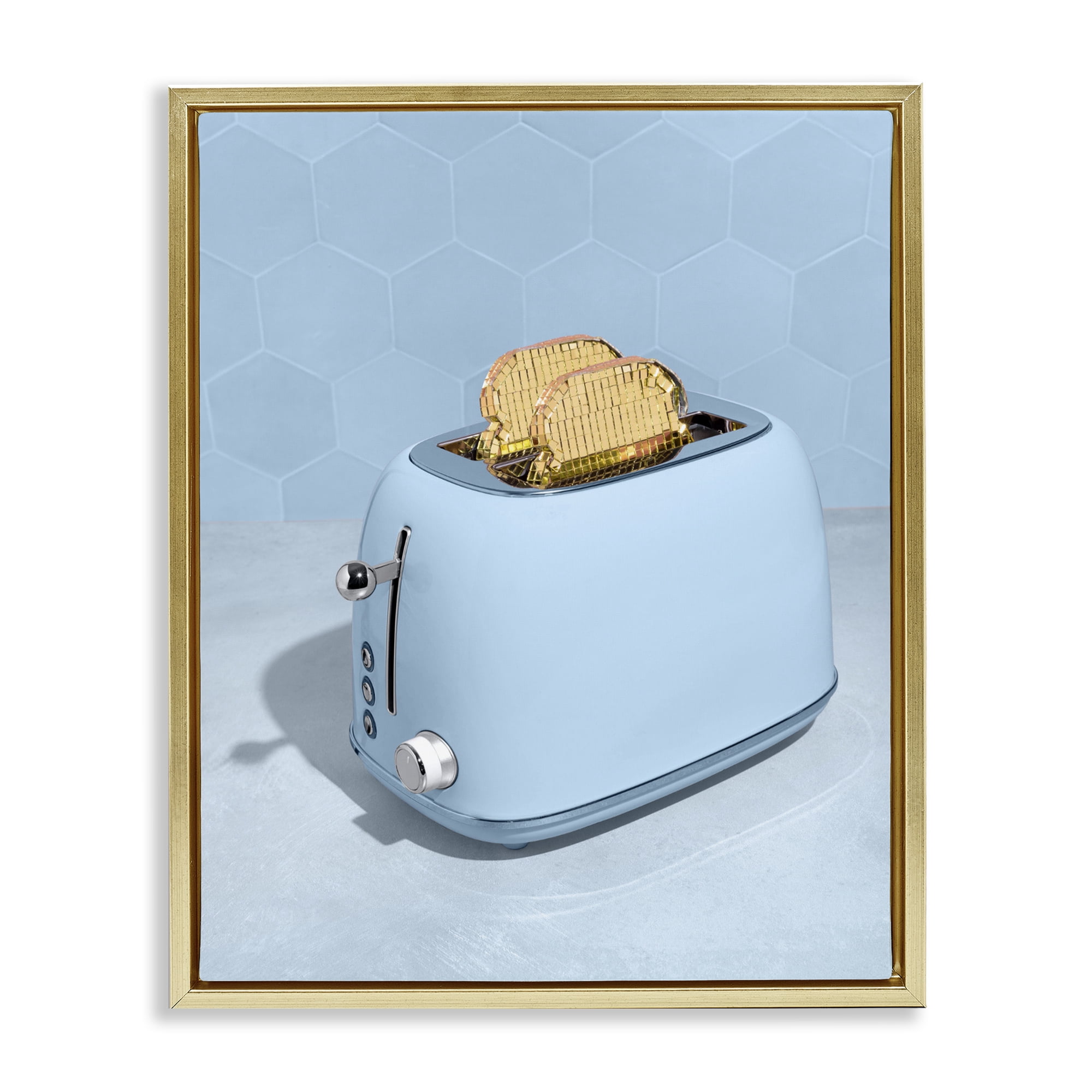 Stupell Industries Golden Disco Toaster Over Gold Framed Floater Canvas Wall Art, design by LISH Creative