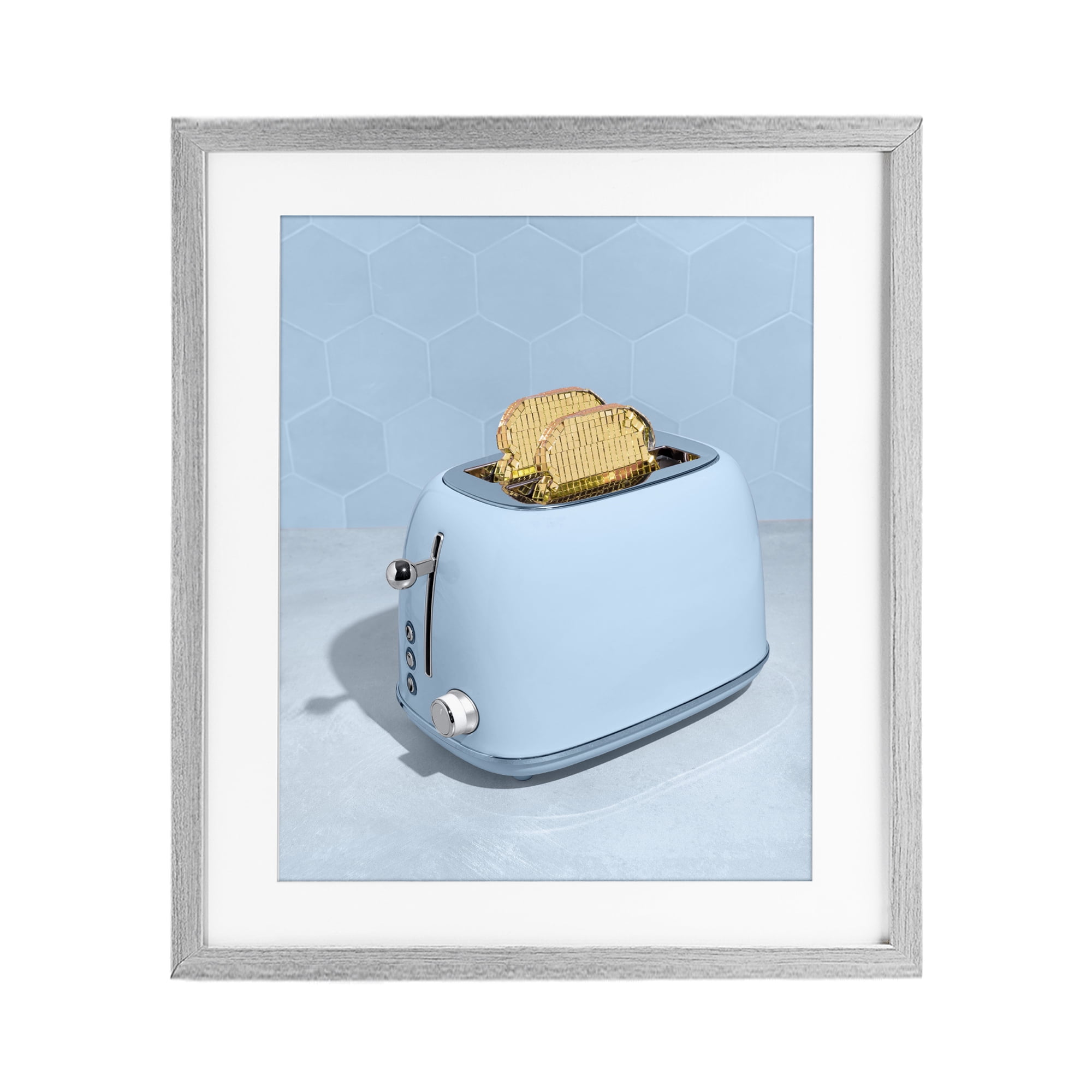 Stupell Industries Golden Disco Toaster Over Gray Framed Print Under Glass, design by LISH Creative