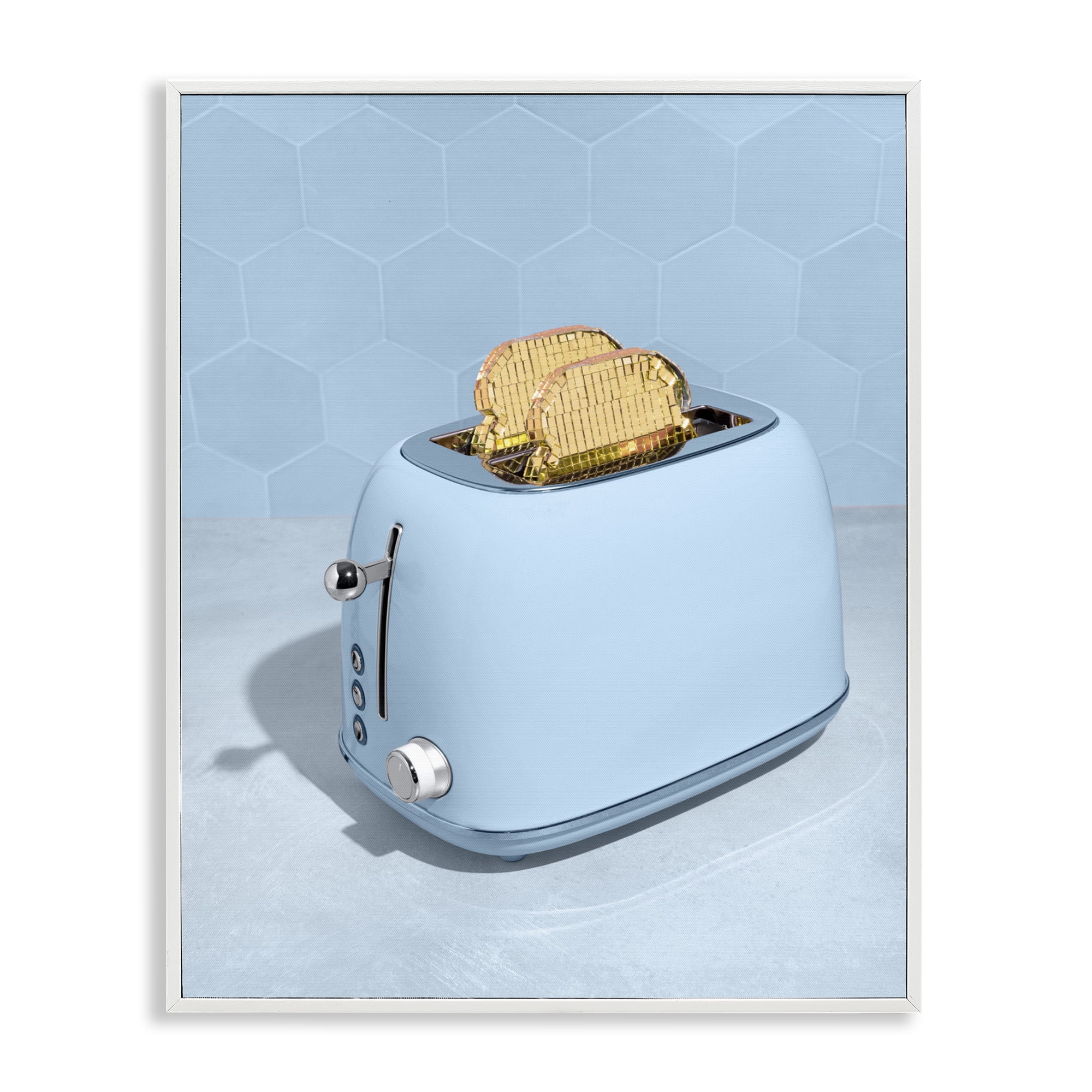Stupell Industries Golden Disco Toaster Over White Framed Giclee Art, design by LISH Creative