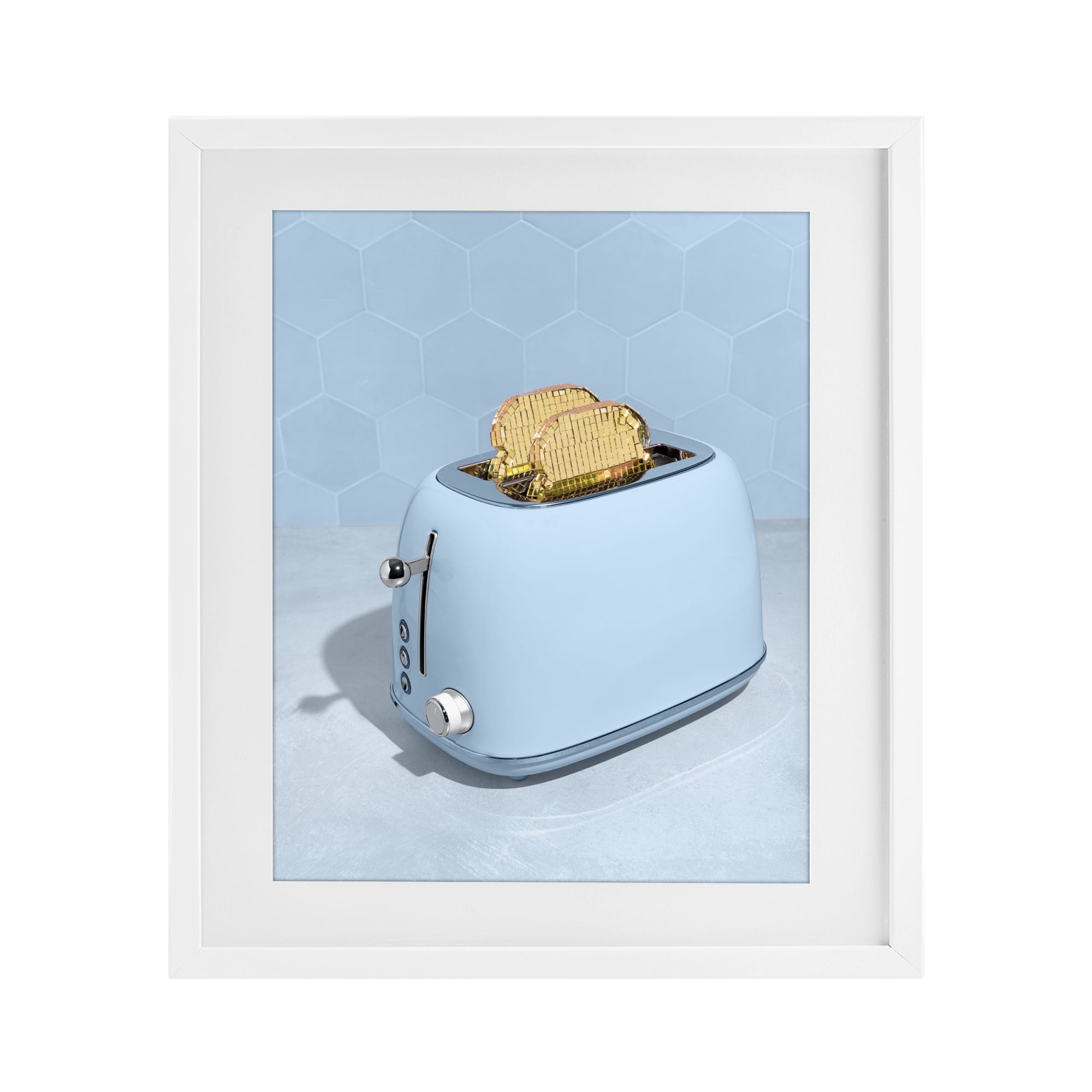 Stupell Industries Golden Disco Toaster Over White Framed Print Under Glass, design by LISH Creative