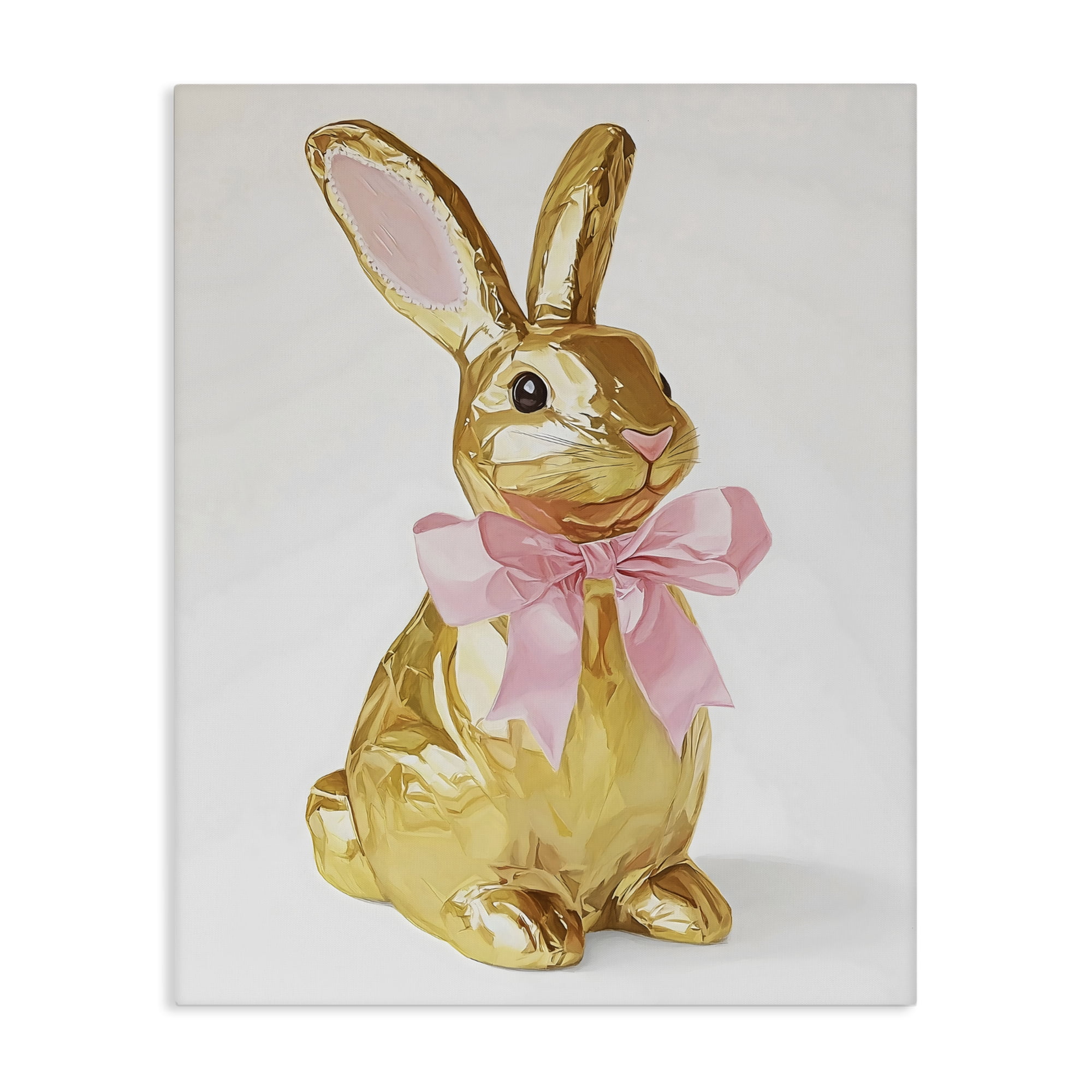 Stupell Industries Golden Easter Bunny with Ribbon Canvas Wall Art, design by The Prints Vibe