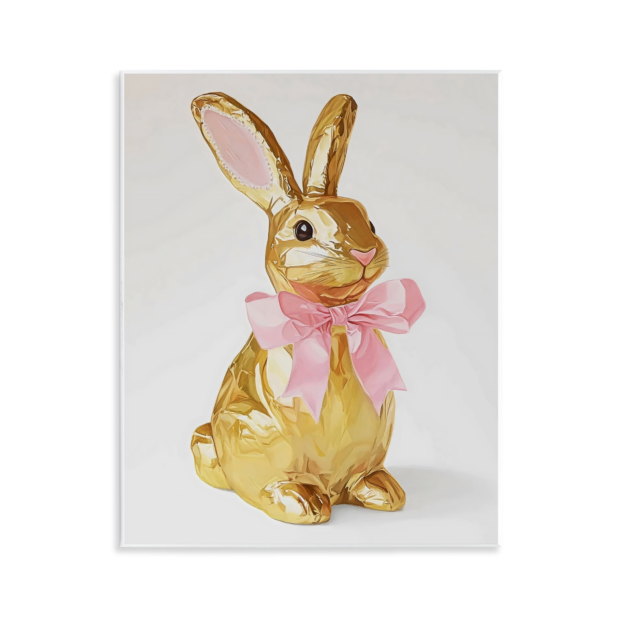 Stupell Industries Golden Easter Bunny with Ribbon Wall Plaque Art, design by The Prints Vibe