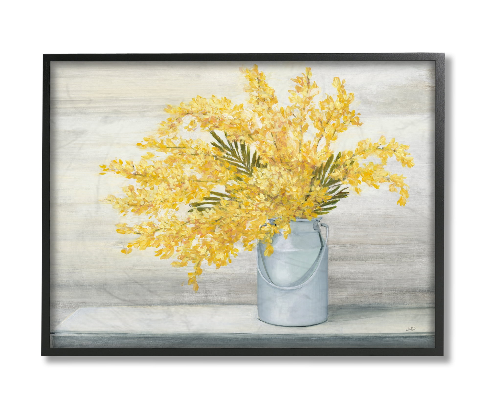 Stupell Industries Golden Fall Floral Bouquet in Country Milk Tin Black Framed, 11 x 14, Design by Julia Purinton