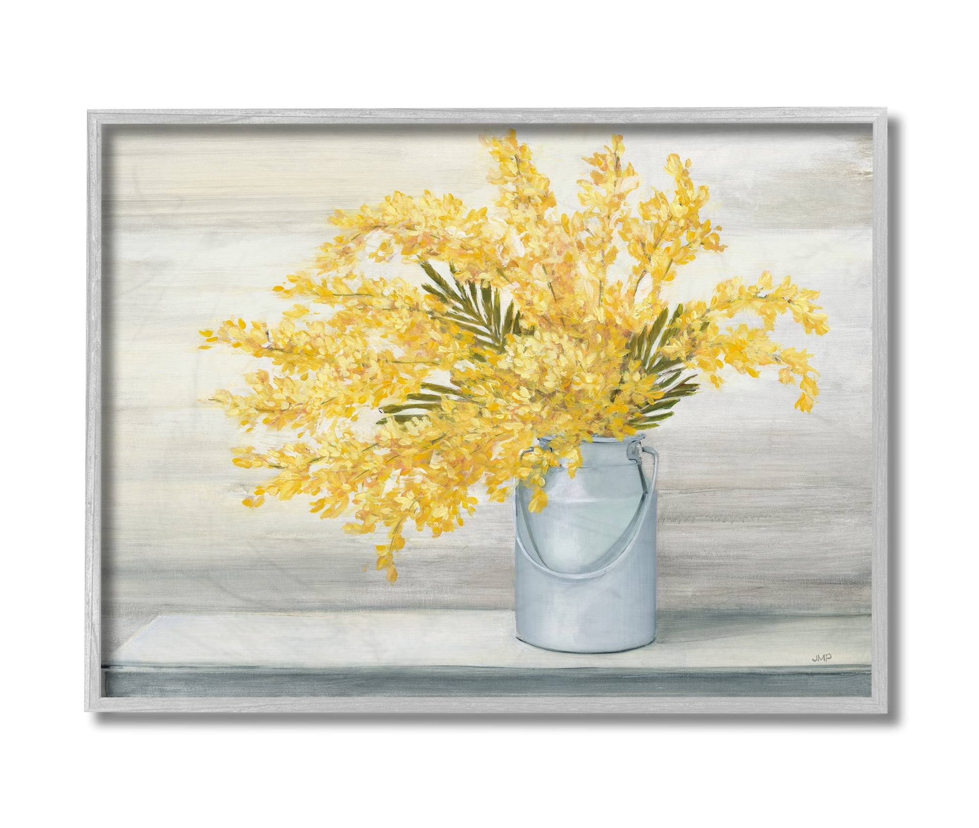 Stupell Industries Golden Fall Floral Bouquet in Country Milk Tin Grey Framed, 11 x 14, Design by Julia Purinton