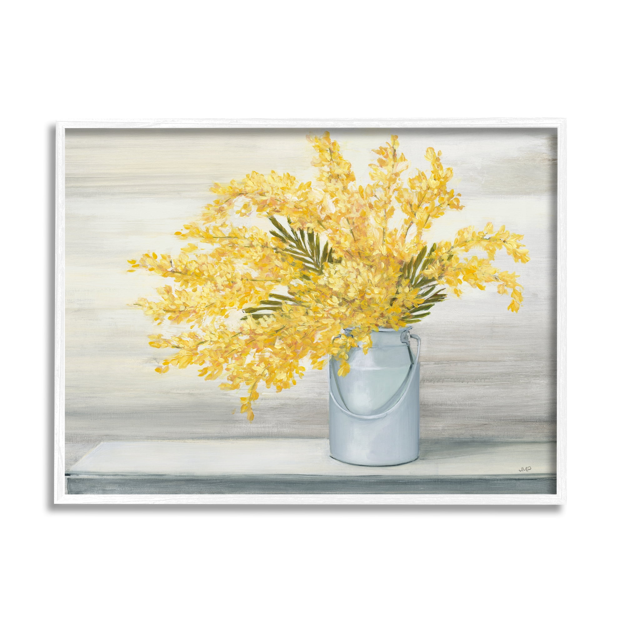 Stupell Industries Golden Fall Floral Bouquet in Country Milk Tin Painting Framed Art Print Wall Art, 14x11, By Julia Purinton