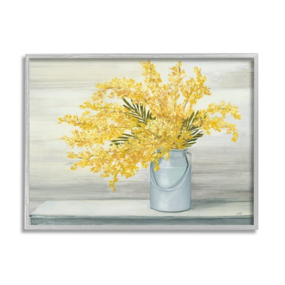 Stupell Industries Golden Fall Floral Bouquet in Country Milk Tin Painting Framed Art Print Wall Art, 30x24, By Julia Purinton