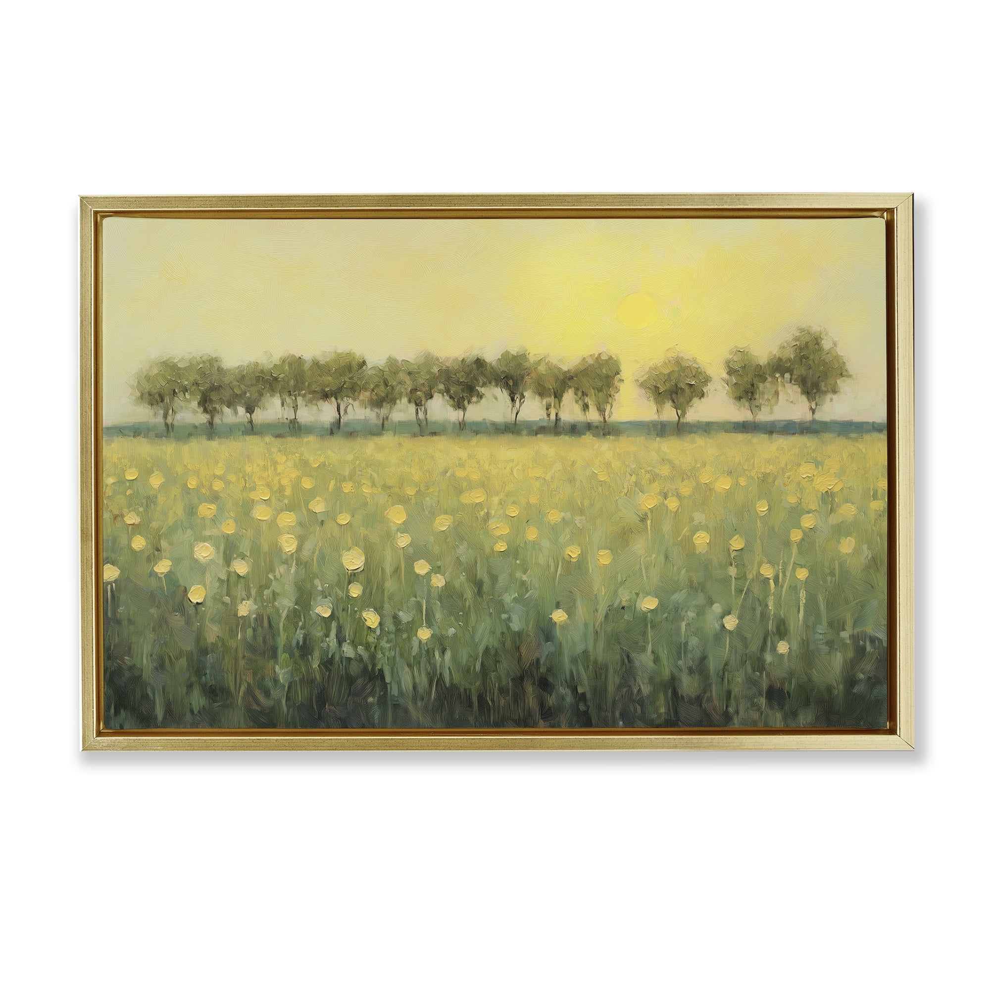 Stupell Industries Golden Field Meadow Landscape & Nature Painting Gold Floater Framed Canvas Art Print Wall Art, 25 x 17