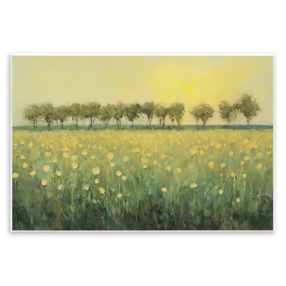 Stupell Industries Golden Field Meadow Landscape & Nature Painting Unframed Art Print Wall Art, 15 x 10