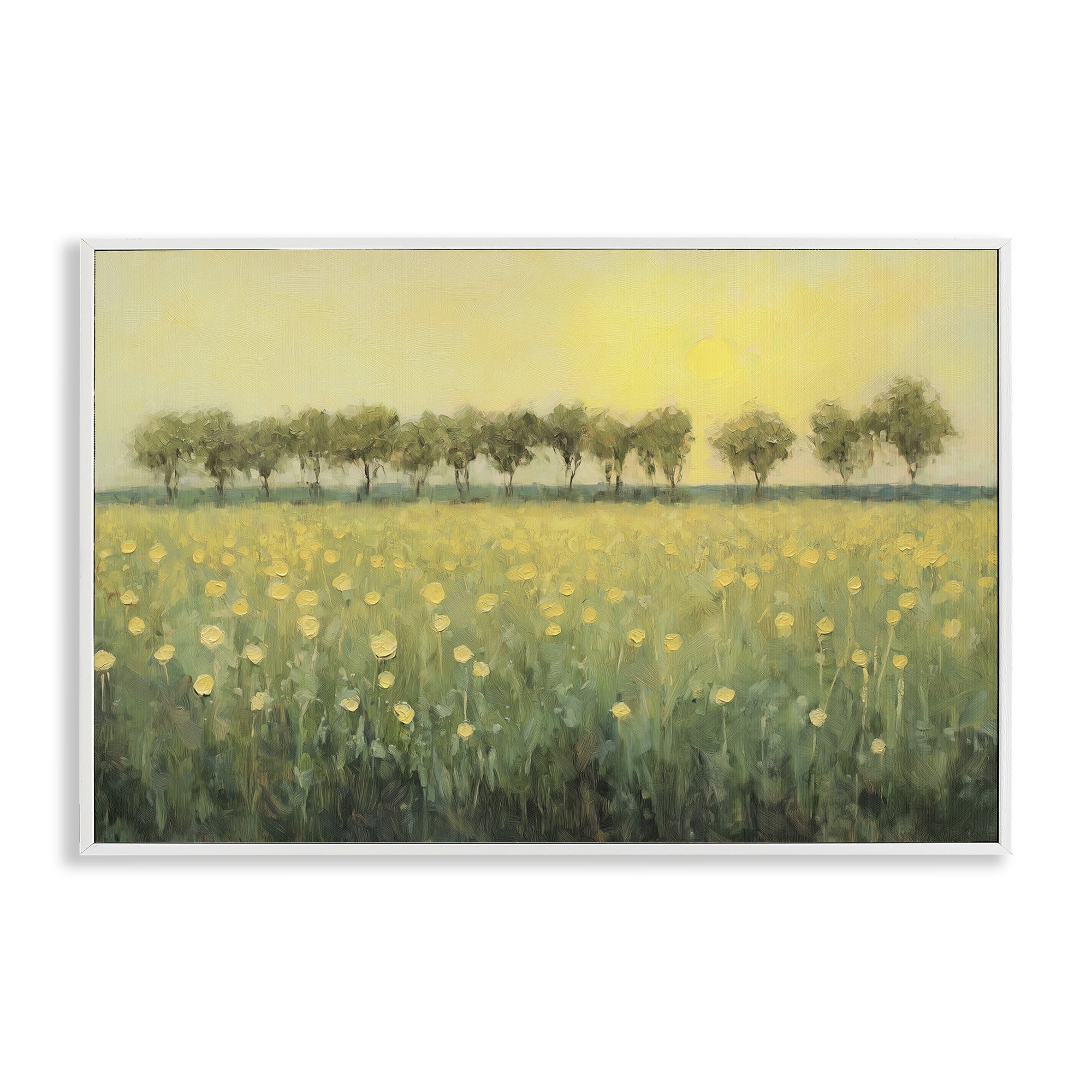 Stupell Industries Golden Field Meadow Landscape & Nature Painting White Framed Art Print Wall Art, 18 x 12