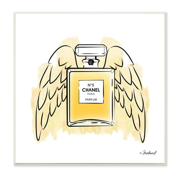 Stupell Industries Golden Glam Fashion Perfume Bottle Angel Wings, 12 x 12,Design by Martina Pavlova