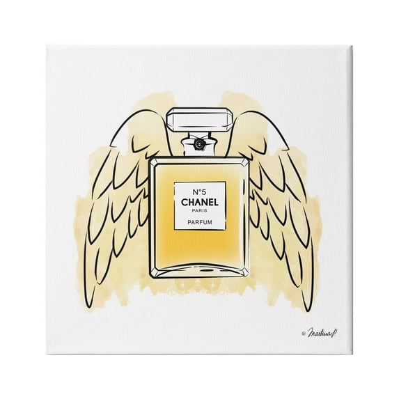 Stupell Industries Golden Glam Fashion Perfume Bottle Angel Wings, 30 x 30,Design by Martina Pavlova