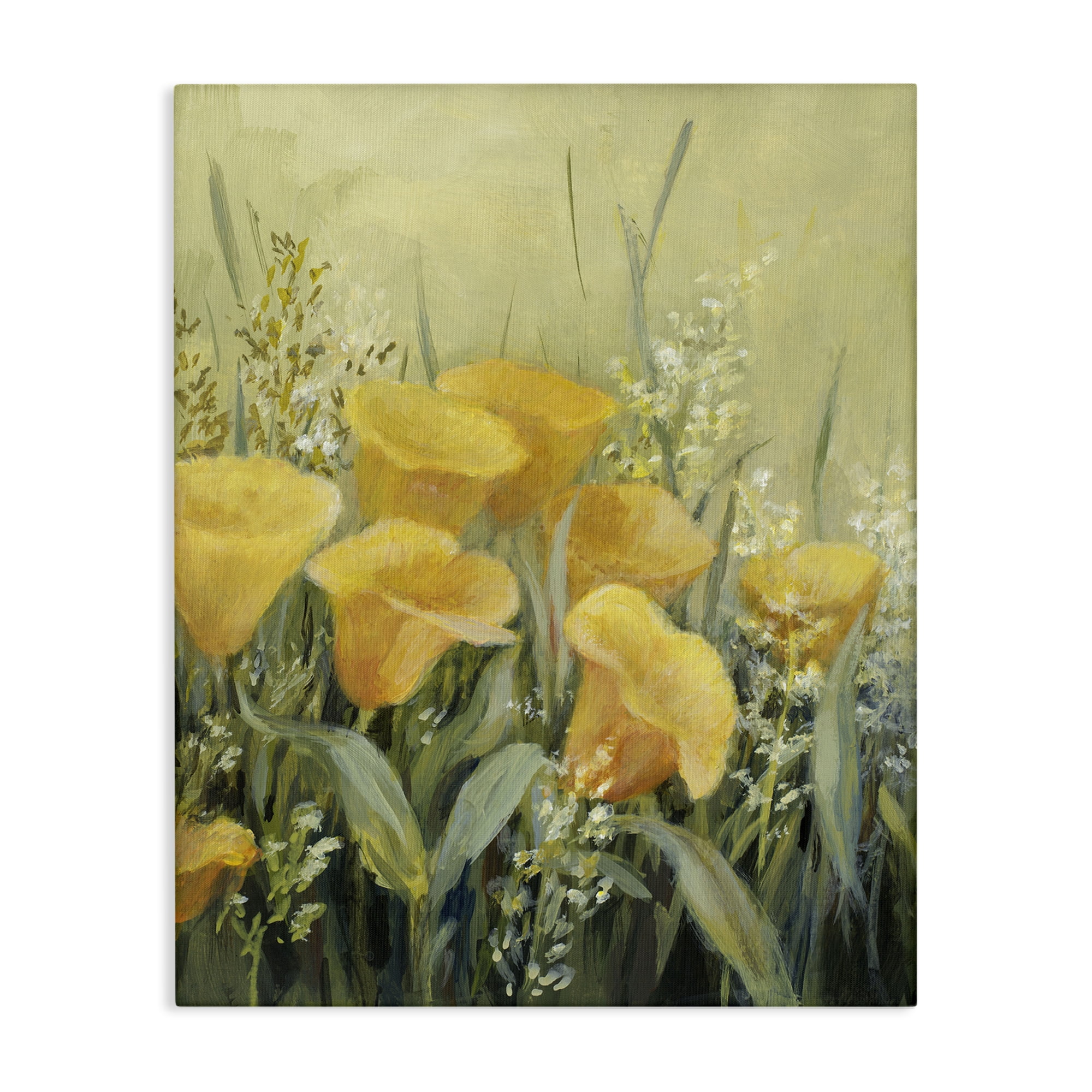 Stupell Industries Golden Horned Poppies Plants & Flowers Painting Wrapped Canvas Art Print Wall Art, 30 x 40