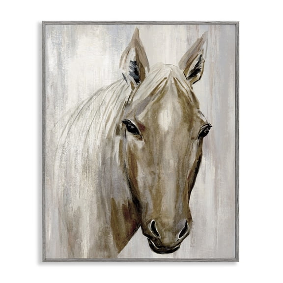Stupell Industries Golden Horse Portrait Gray Framed Giclee Art design by Hannah Dawson, 20 x 16