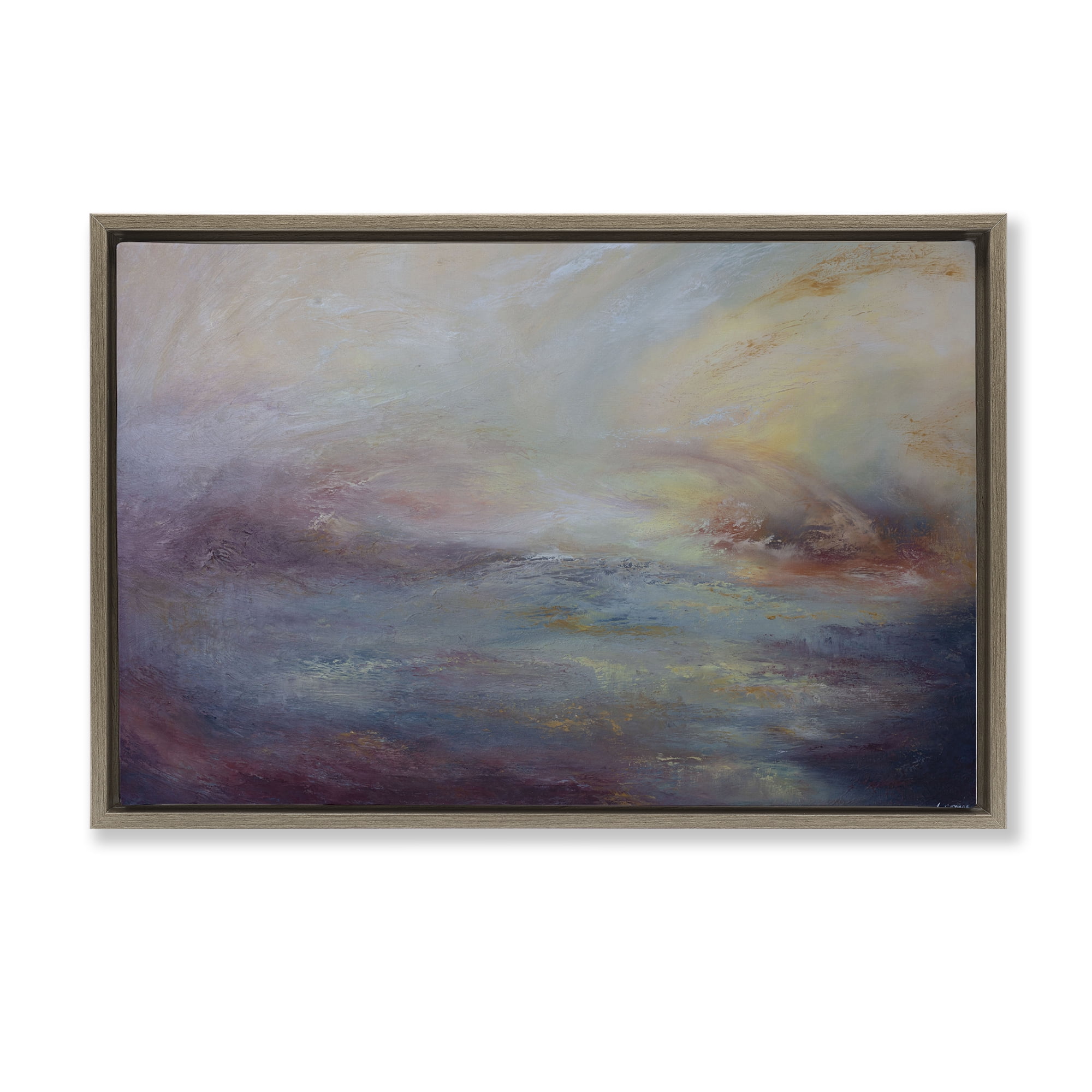 Stupell Industries Golden Hour Swirled Abstract Abstract Painting Brown Floater Framed Canvas Art Print Wall Art, 25 x 17