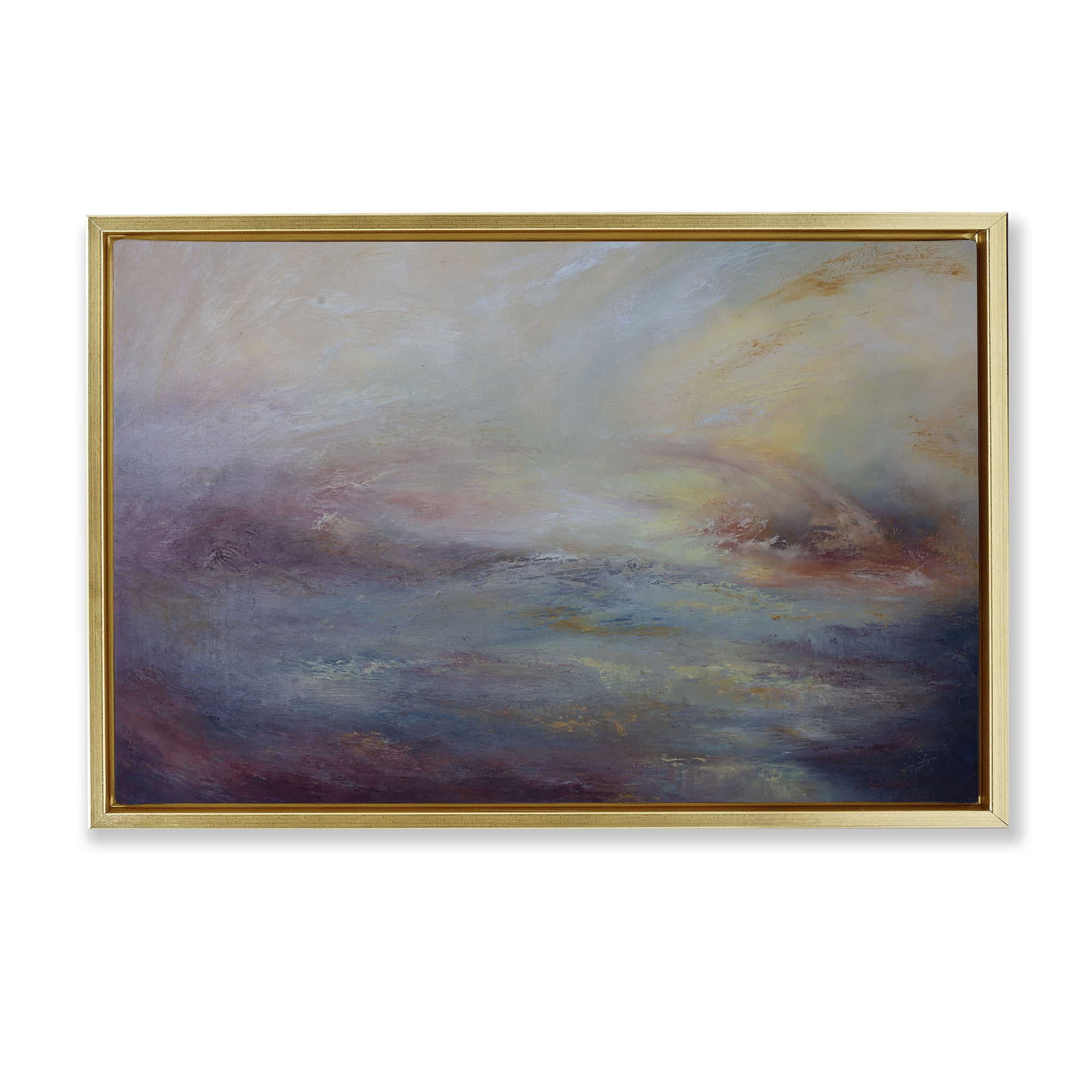 Stupell Industries Golden Hour Swirled Abstract Abstract Painting Gold Floater Framed Canvas Art Print Wall Art, 25 x 17