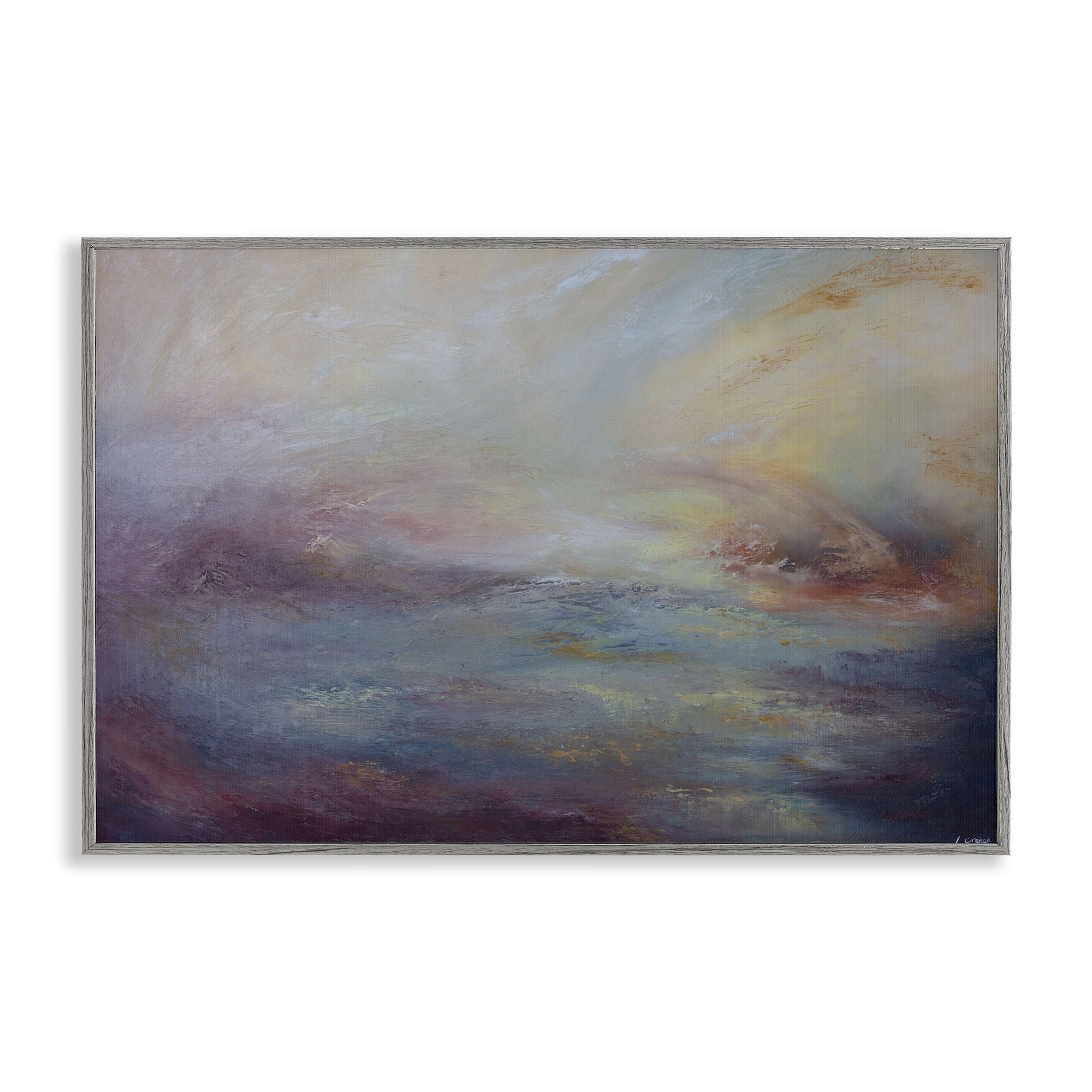Stupell Industries Golden Hour Swirled Abstract Abstract Painting Gray Framed Art Print Wall Art, 18 x 12