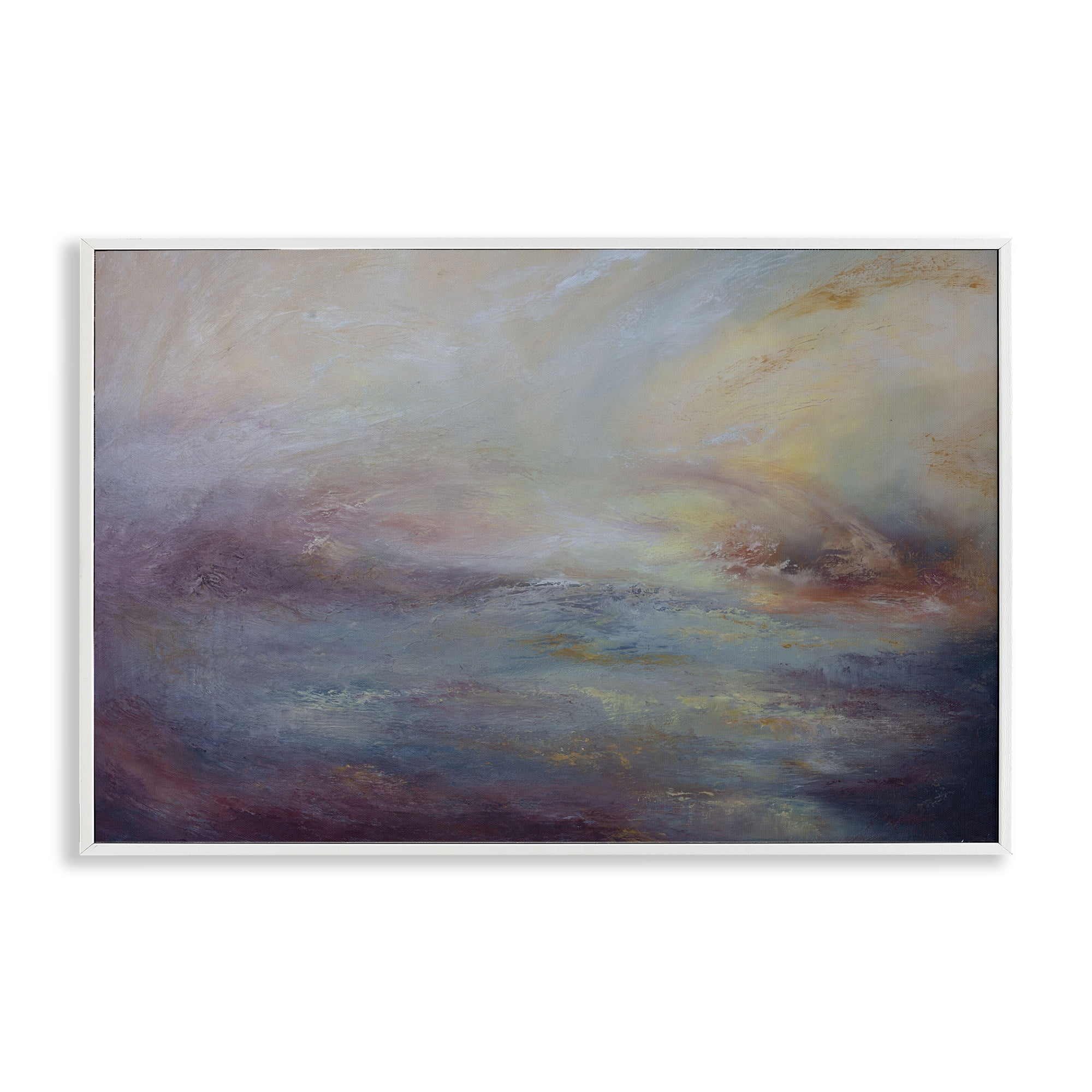 Stupell Industries Golden Hour Swirled Abstract Abstract Painting White Framed Art Print Wall Art, 24 x 16