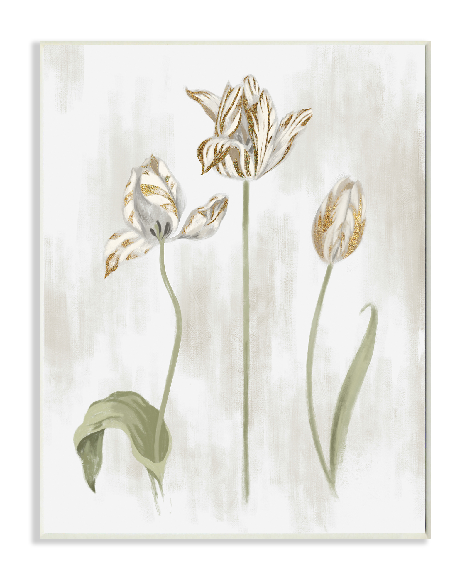 Stupell Industries Golden Irises Blooming over Neutral Beige Wall Plaque, 13 x 19, Design by Daphne Polselli