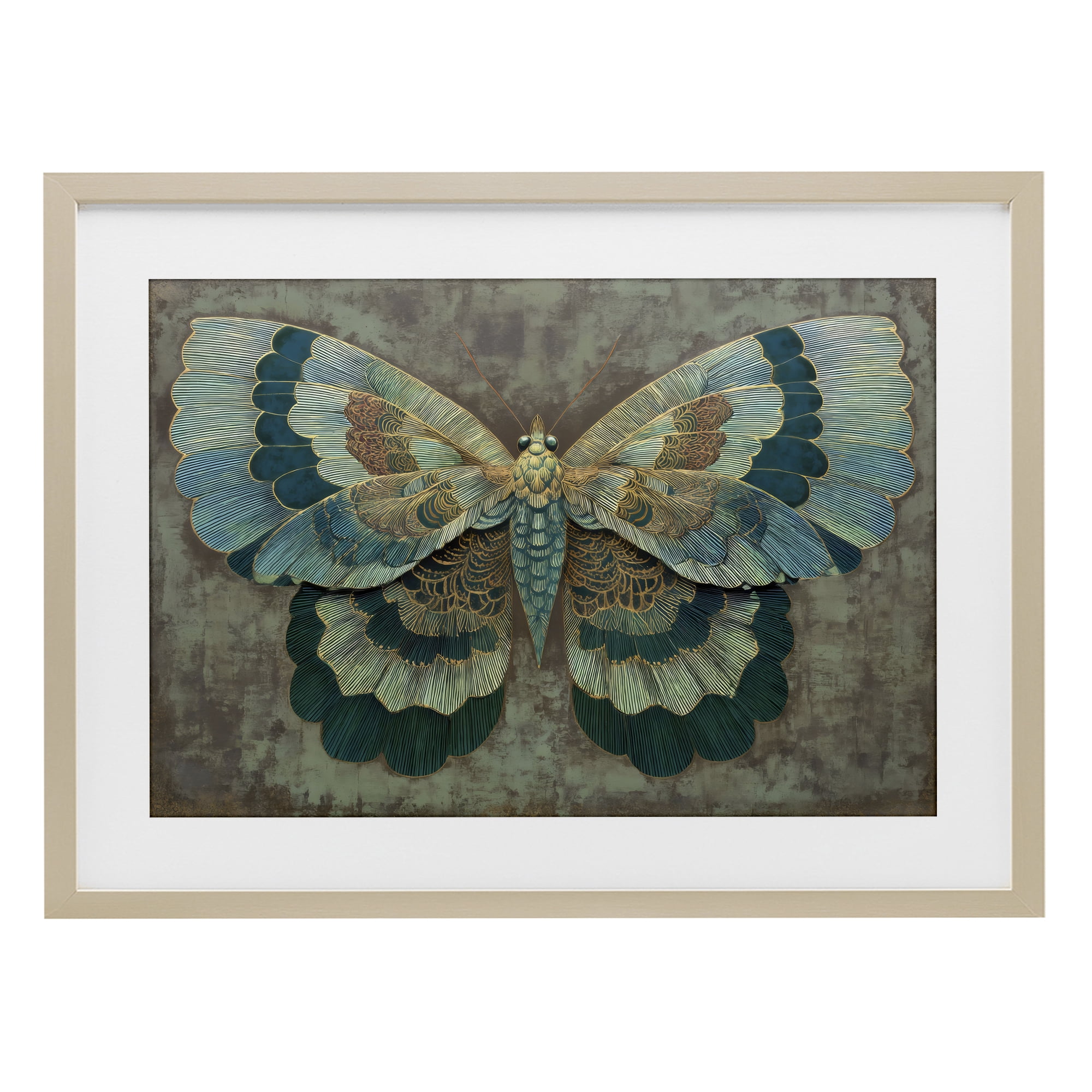 Stupell Industries Golden Jewel Butterfly Birch Framed Print Under Glass, design by Petal Prints Design