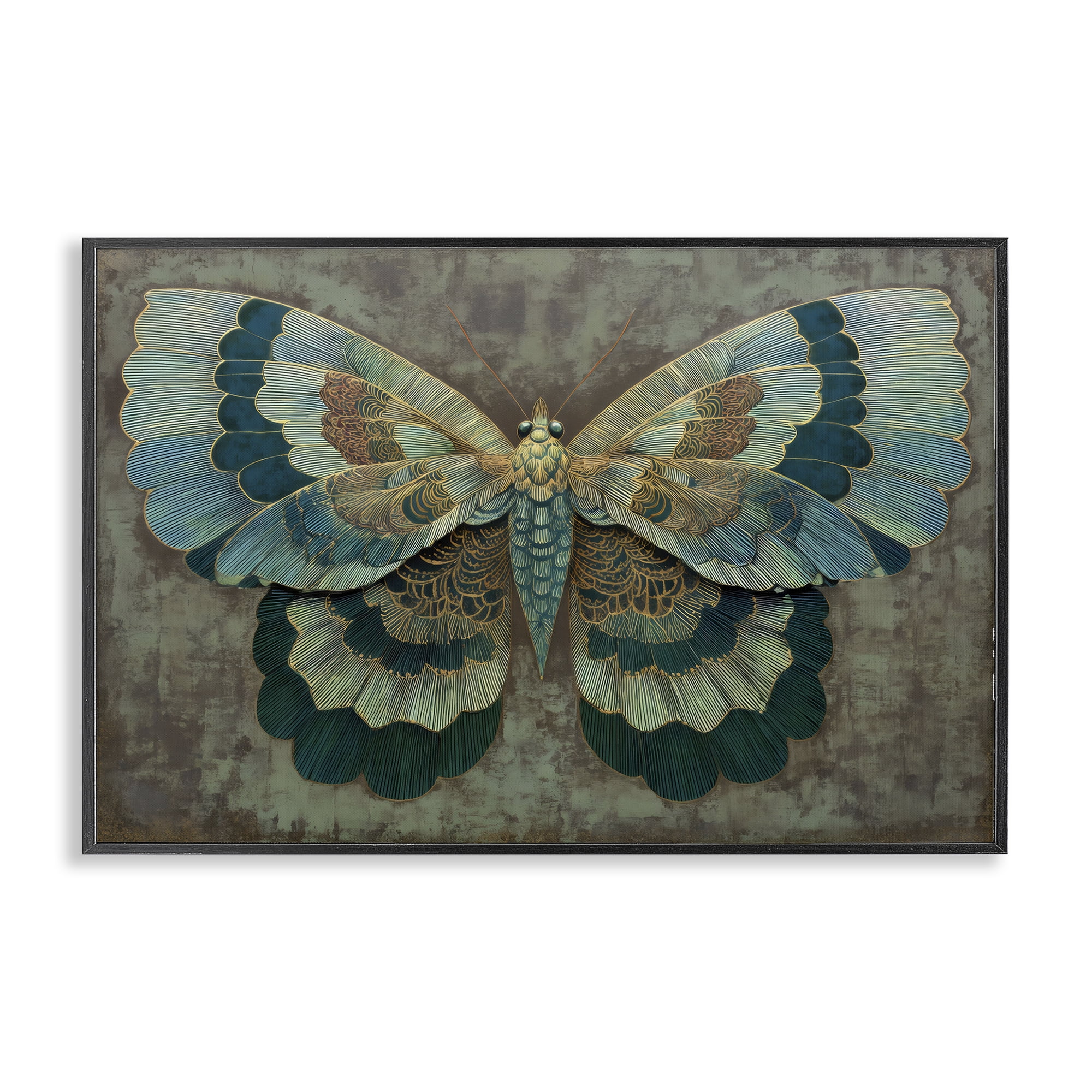 Stupell Industries Golden Jewel Butterfly Black Framed Giclee Art, design by Petal Prints Design