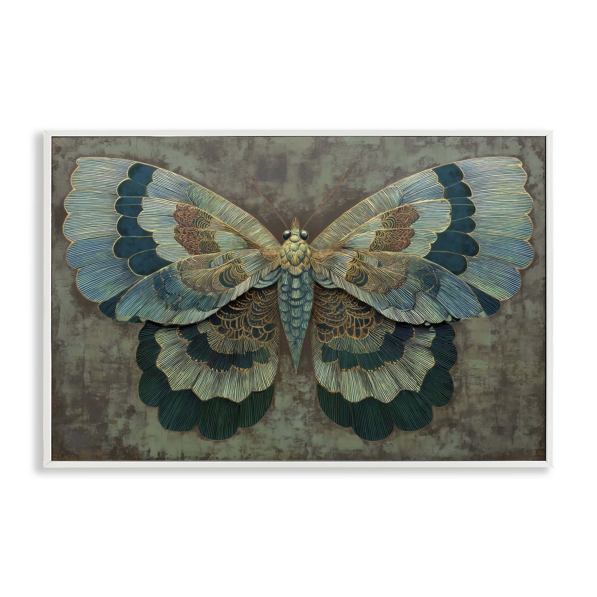 Stupell Industries Golden Jewel Butterfly White Framed Giclee Art, design by Petal Prints Design