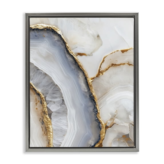 Stupell Industries Contemporary Golden Marble Flow Gray Floating Frame Canvas Art, 17 x 21, by Svetlana Aleynikova