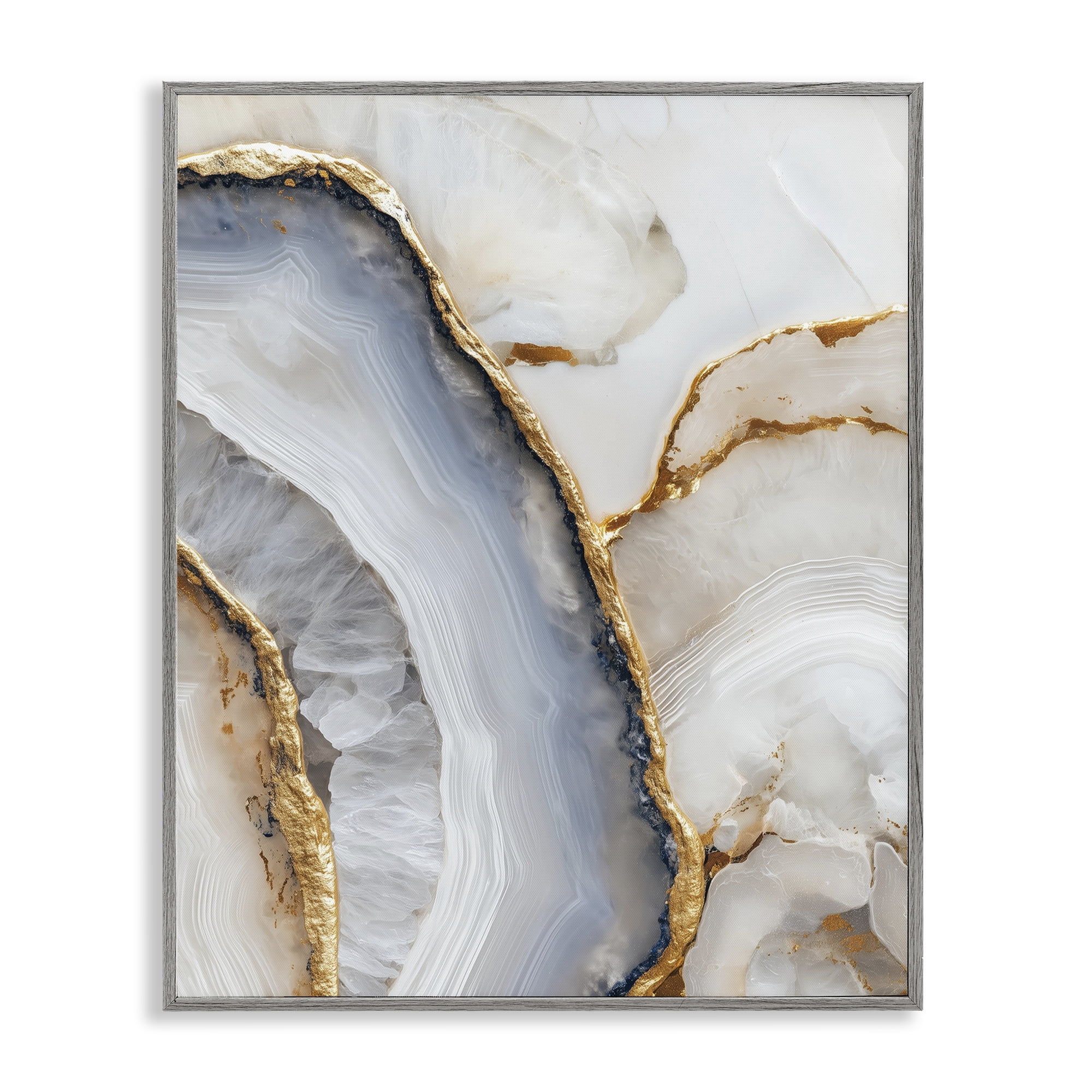Stupell Industries Golden Marble Flow Gray Framed Giclee Art, design by Svetlana Aleynikova