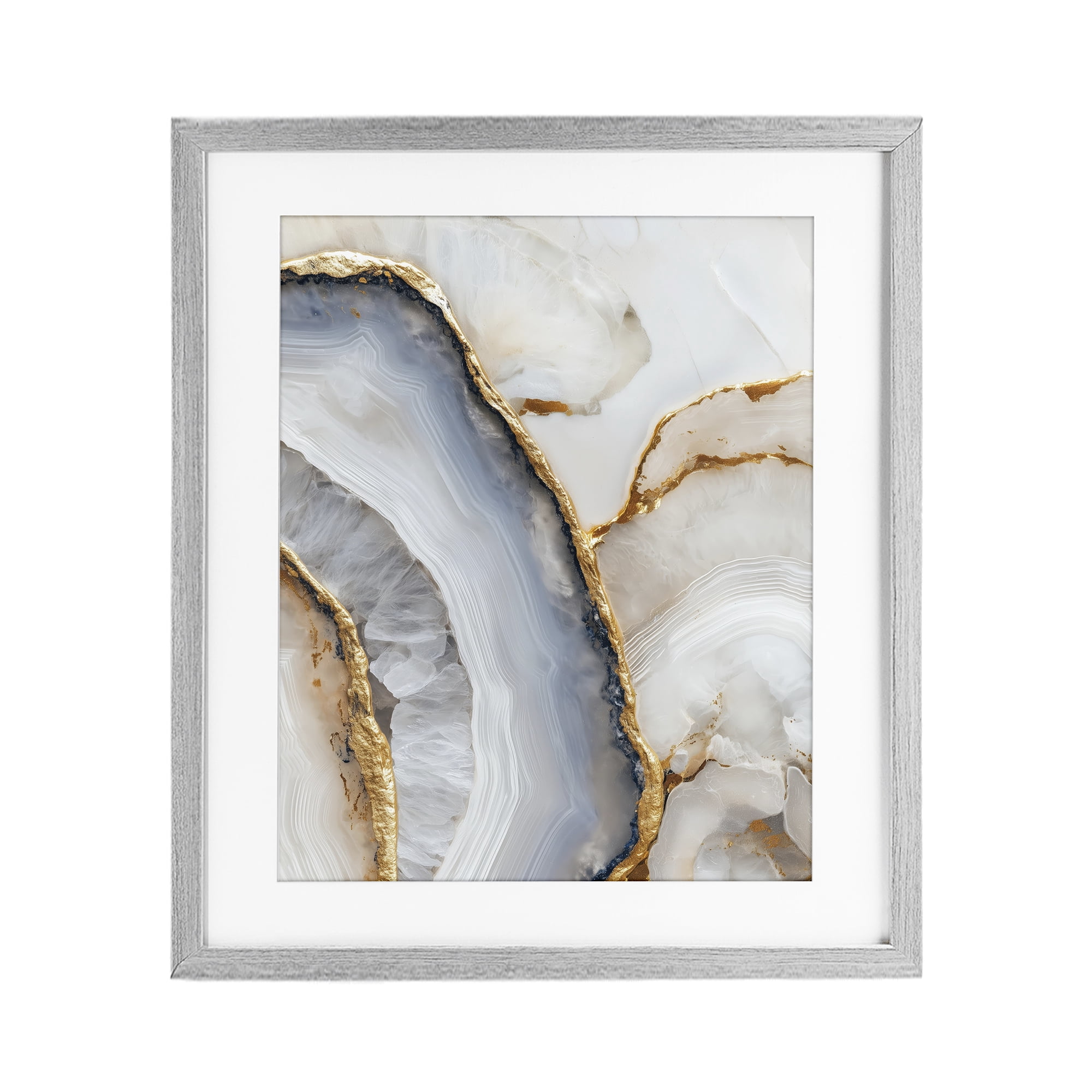 Stupell Industries Golden Marble Flow Gray Framed Print Under Glass, design by Svetlana Aleynikova