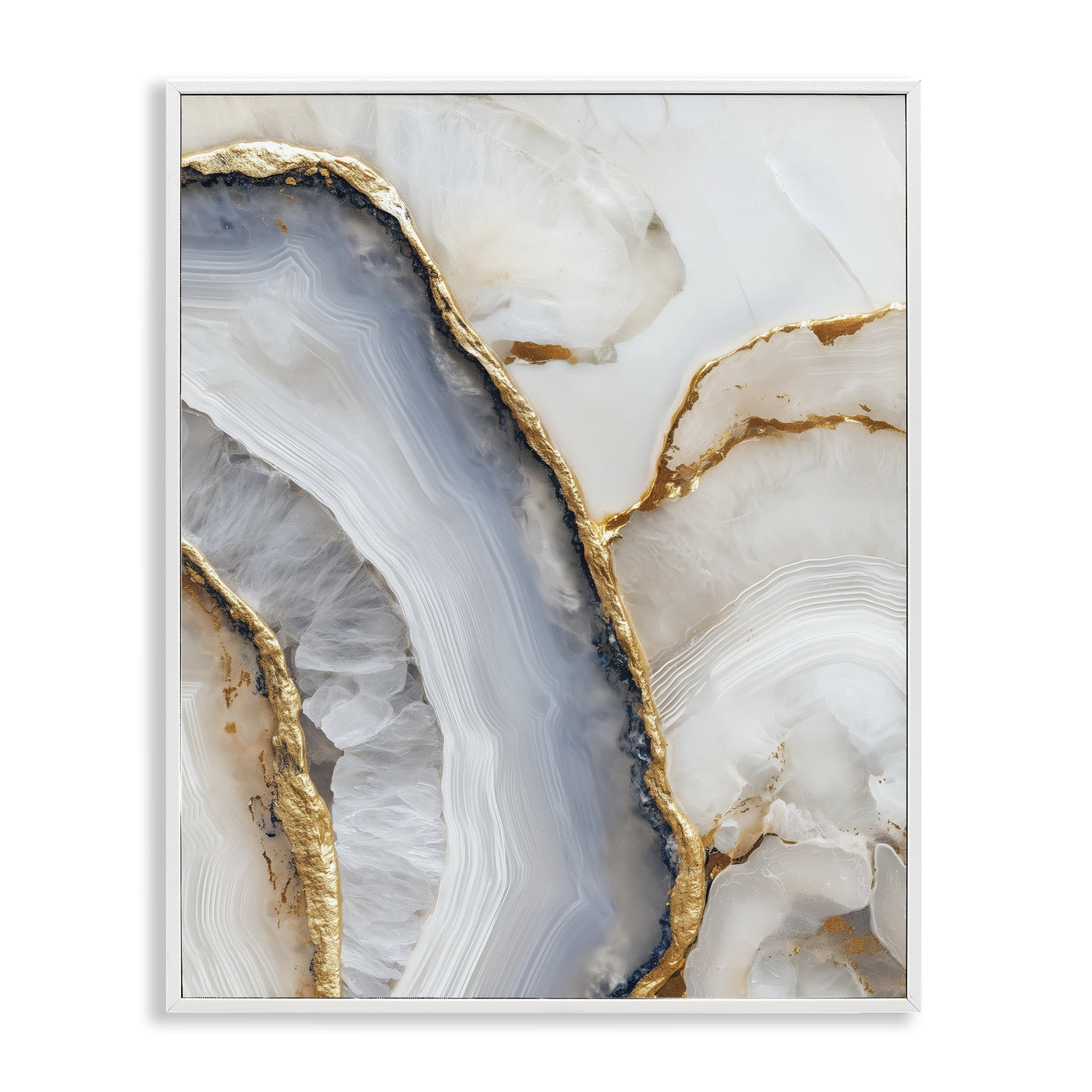 Stupell Industries Golden Marble Flow White Framed Giclee Art, design by Svetlana Aleynikova