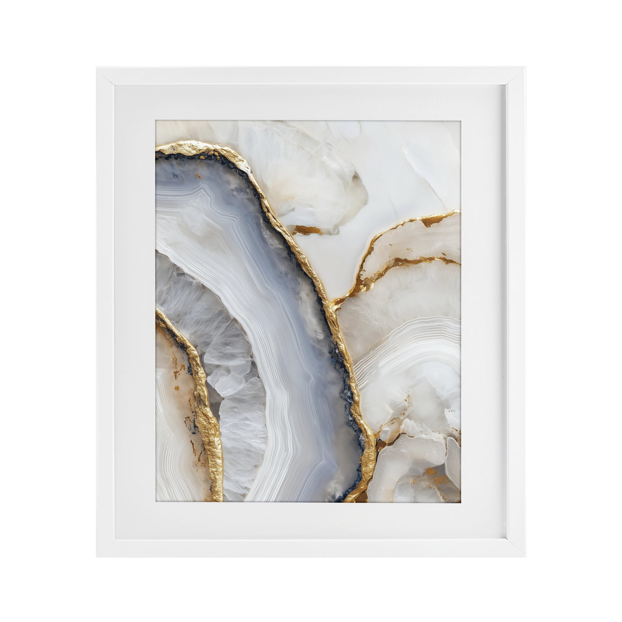 Stupell Industries Golden Marble Flow White Framed Print Under Glass, design by Svetlana Aleynikova