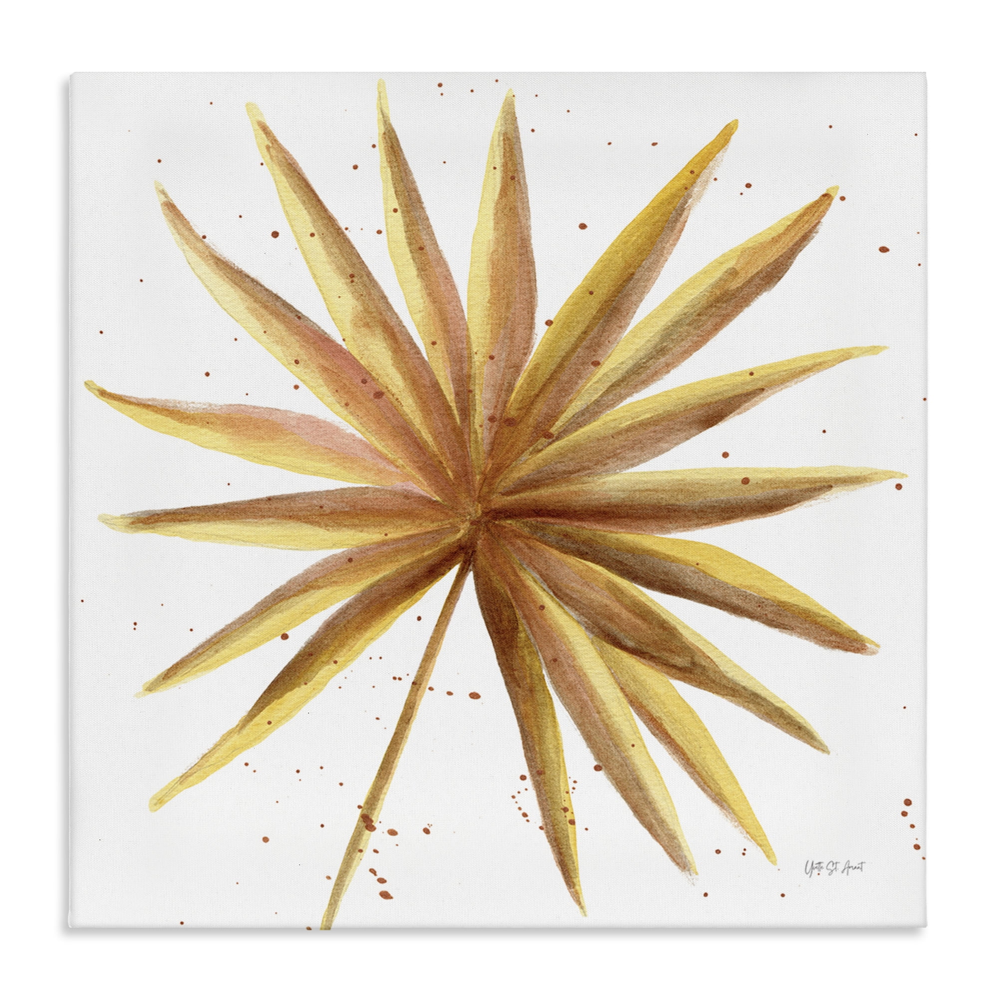 Stupell Industries Golden Palm Frond Botanical & Floral Painting Gallery Wrapped Canvas Art Print Wall Art, 24 x 24
