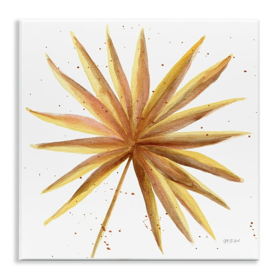 Stupell Industries Golden Palm Frond Botanical & Floral Painting Unframed Art Print Wall Art, 12 x 12