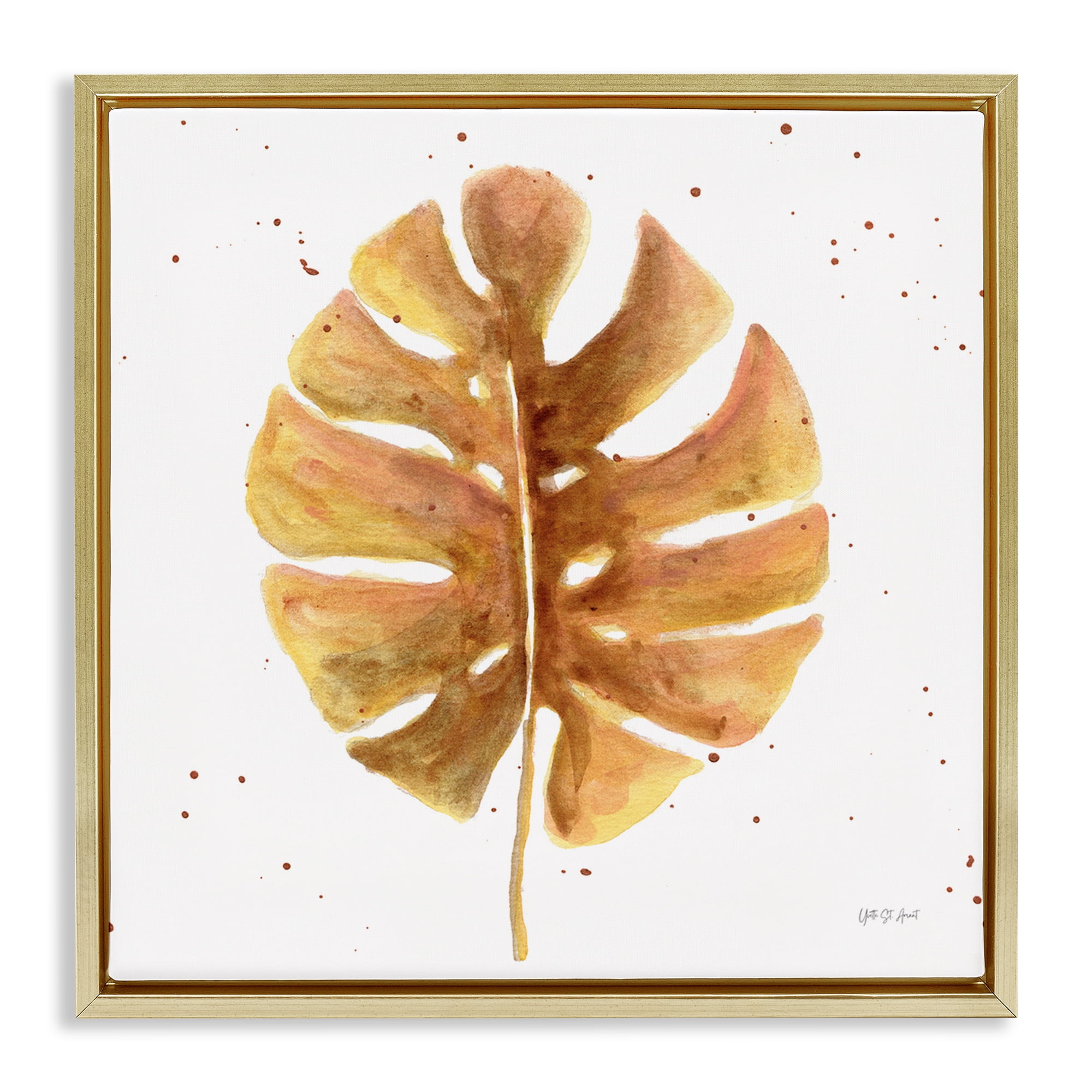 Stupell Industries Golden Palm Leaf Botanical & Floral Painting Gold ...