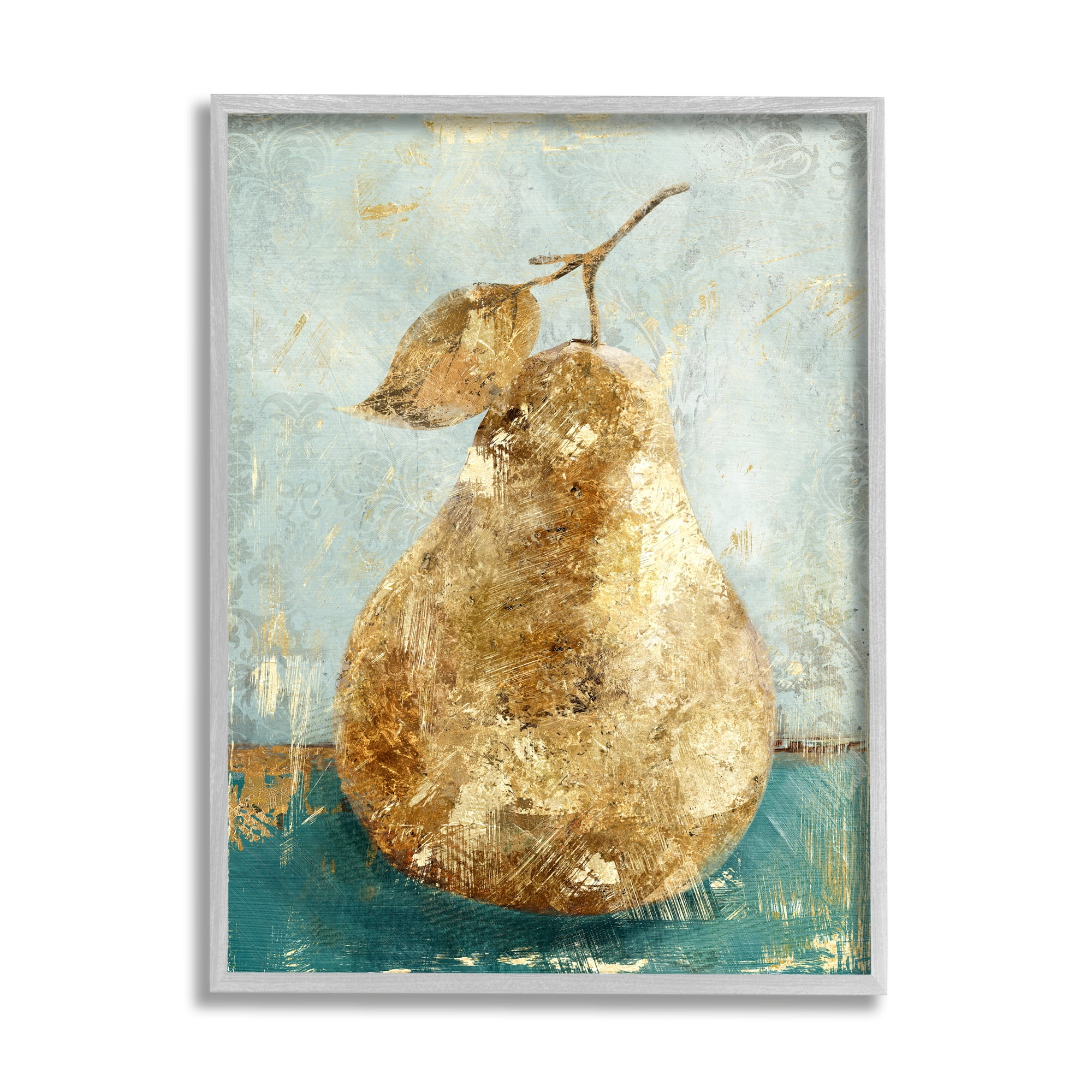 Stupell Industries Golden Pear Green Textured Food Painting, 24 x 30,Design by Main Line Studio