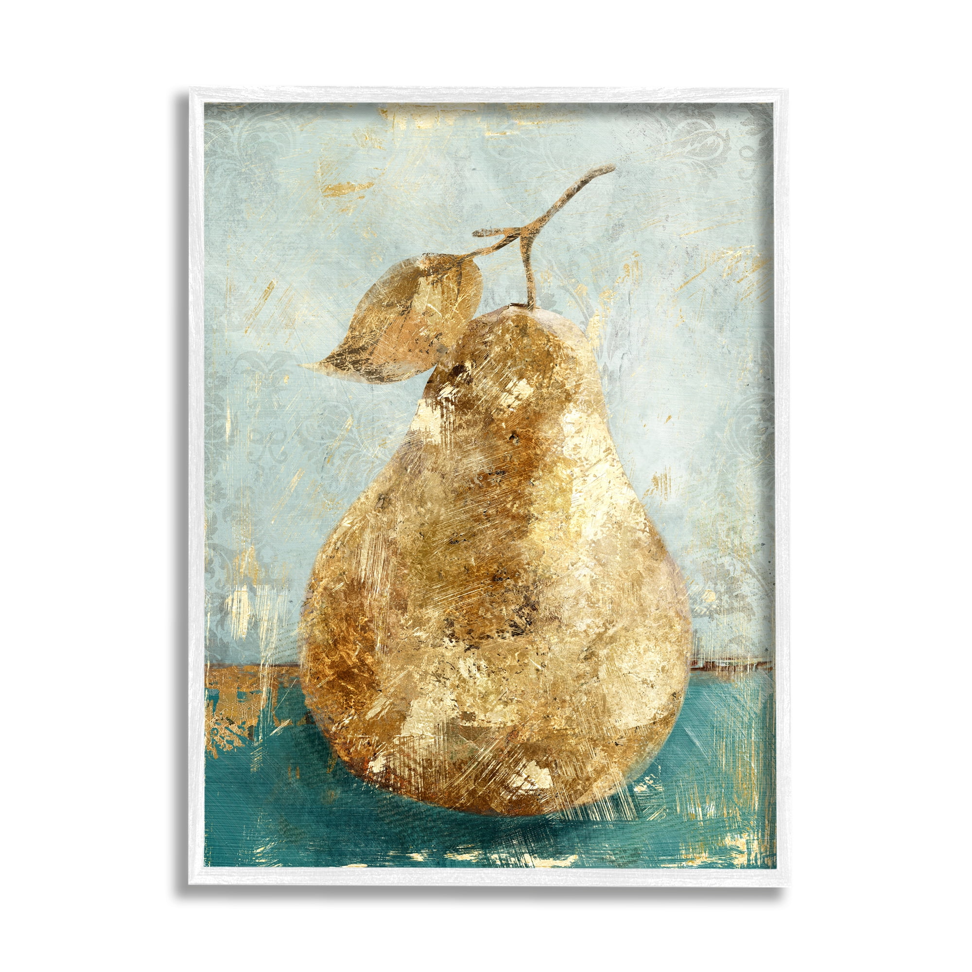 Stupell Industries Golden Pear Green Textured Food Painting, 24 x 30,Design by Main Line Studio