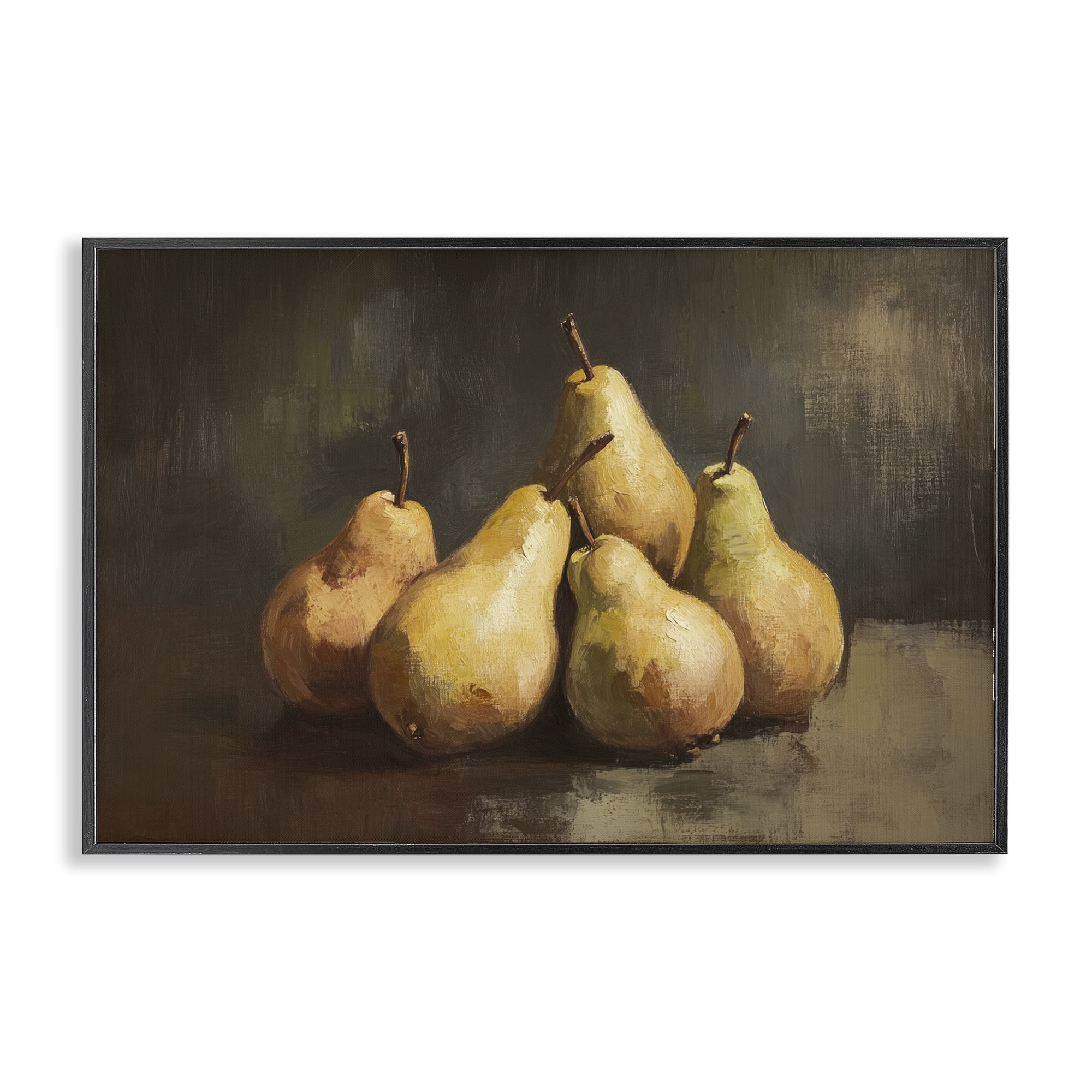 Stupell Industries Golden Pears Still Life Black Framed Giclee Art, design by Petal Prints Design