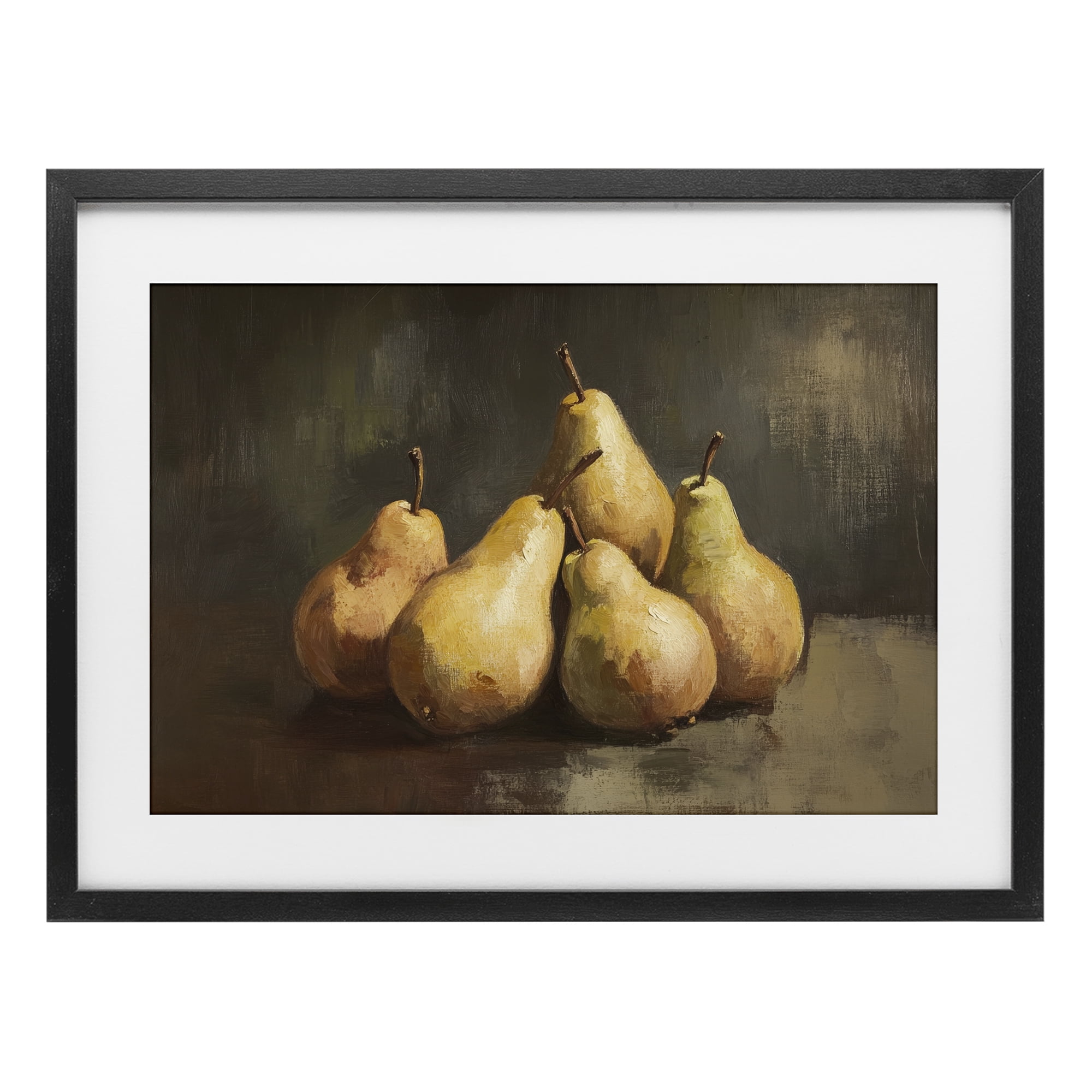 Stupell Industries Golden Pears Still Life Black Framed Print Under Glass, design by Petal Prints Design