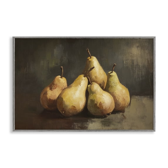 Stupell Industries Traditional Golden Pears Still Life Gray Framed Giclee Art, 18 x 12, by Petals Prints Design