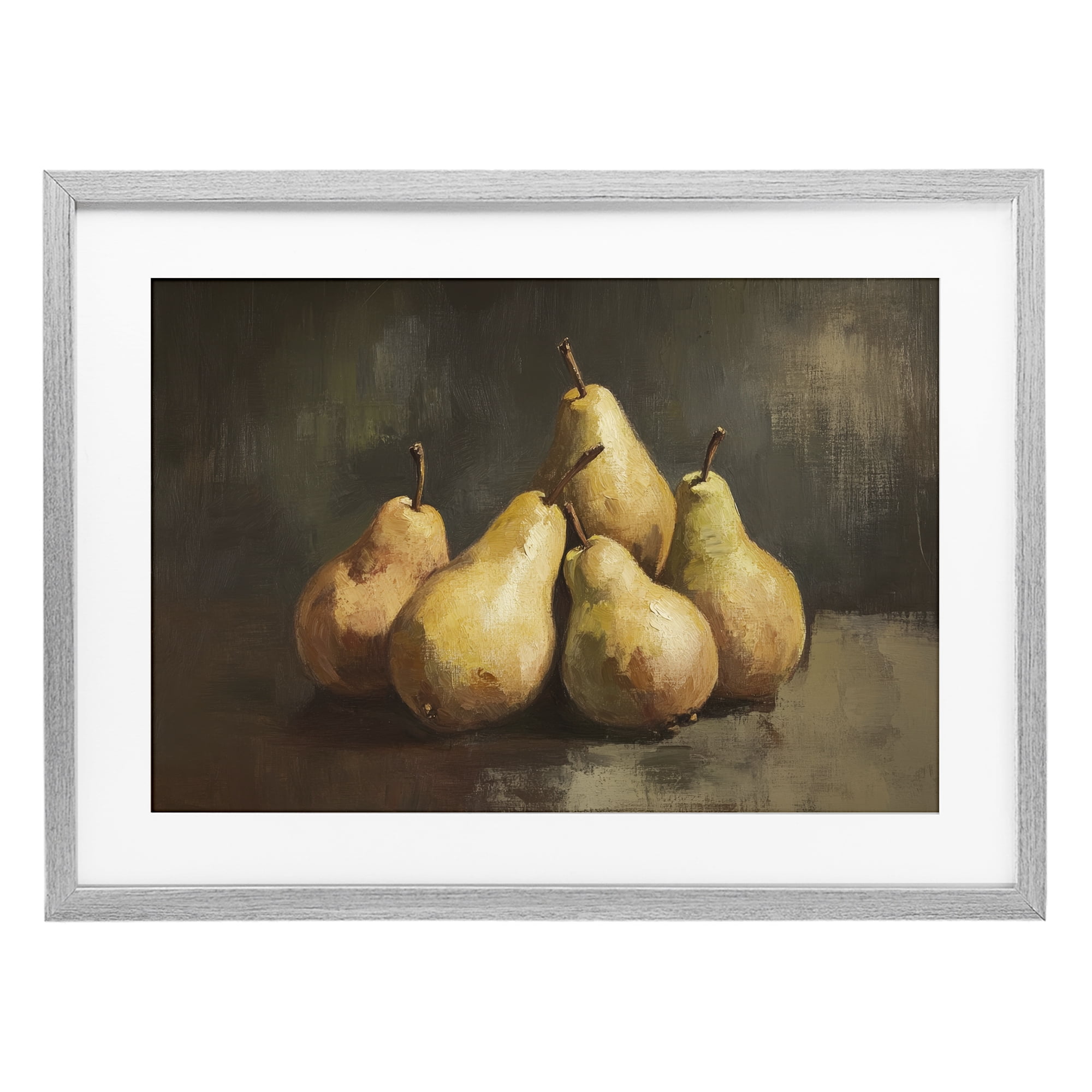 Stupell Industries Golden Pears Still Life Gray Framed Print Under Glass, design by Petal Prints Design
